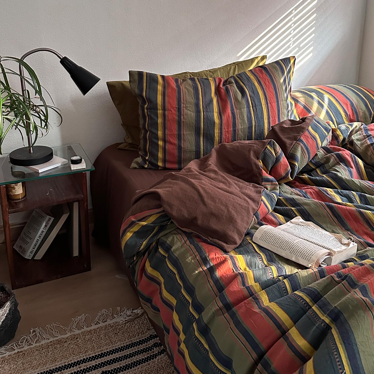 Mixinni Vintage Striped Duvet Cover Set Twin Size - 3 Piece Textured Jacquard & Washed Cotton Bedding | Soft, Breathable All-Season Comforter Cover with Colorful Stripes | Perfect for Kids' Rooms, Guest Bedrooms & Cozy Dorm Decor