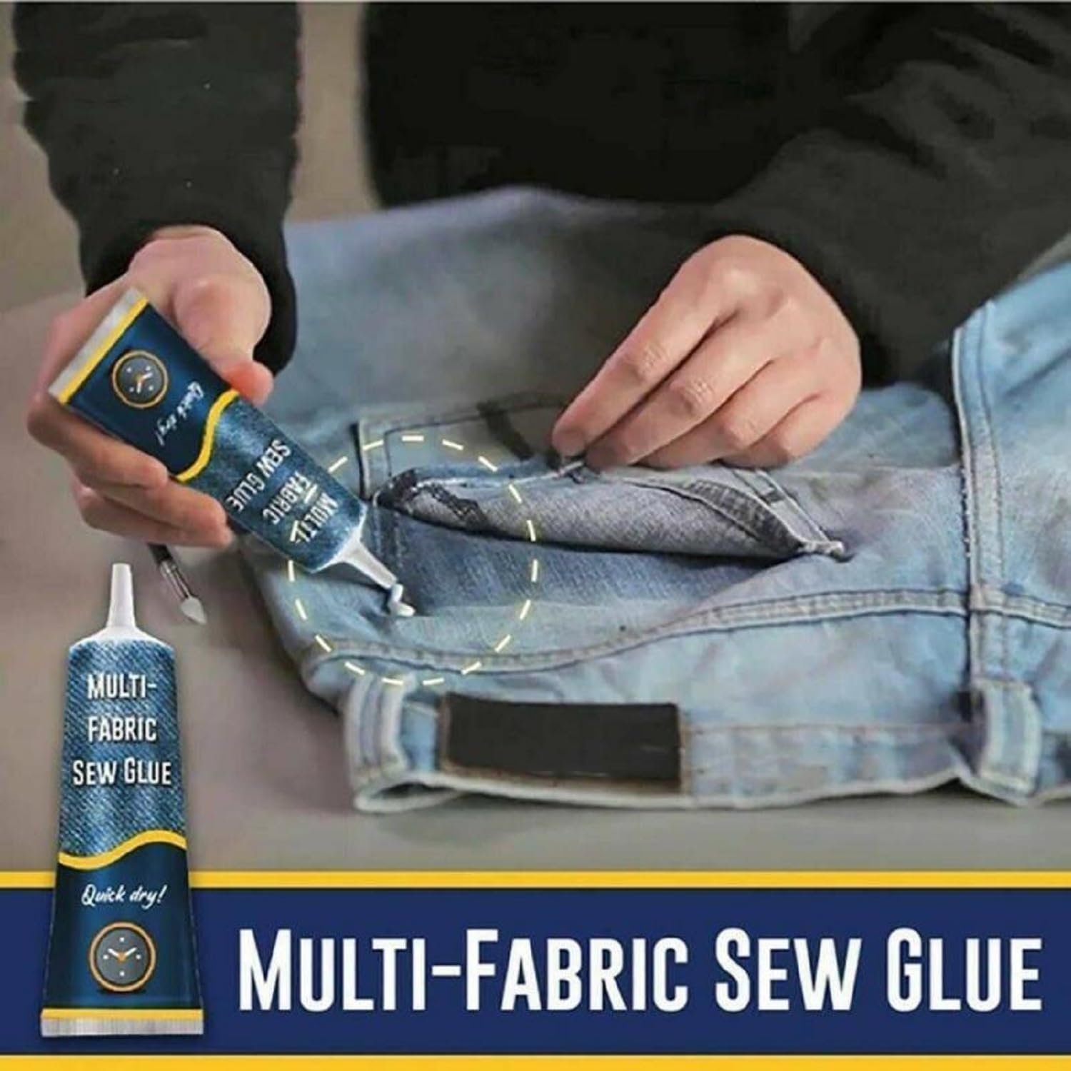 RECLUSE Fabric Glue - Permanent Clear Washable Adhesive for Clothes, Leather, Patches | Extra Strong Waterproof Bond | No-Sew, No-Nail Multi-Purpose Glue | Ideal for DIY Crafts, Clothing Repairs & Upholstery Projects