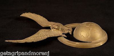 BRASS EAGLE Flying Over Earth Wall Decor - Handcrafted Metal Ornament for Home & Office - Perfect for Living Room, Bedroom, or Office Decoration