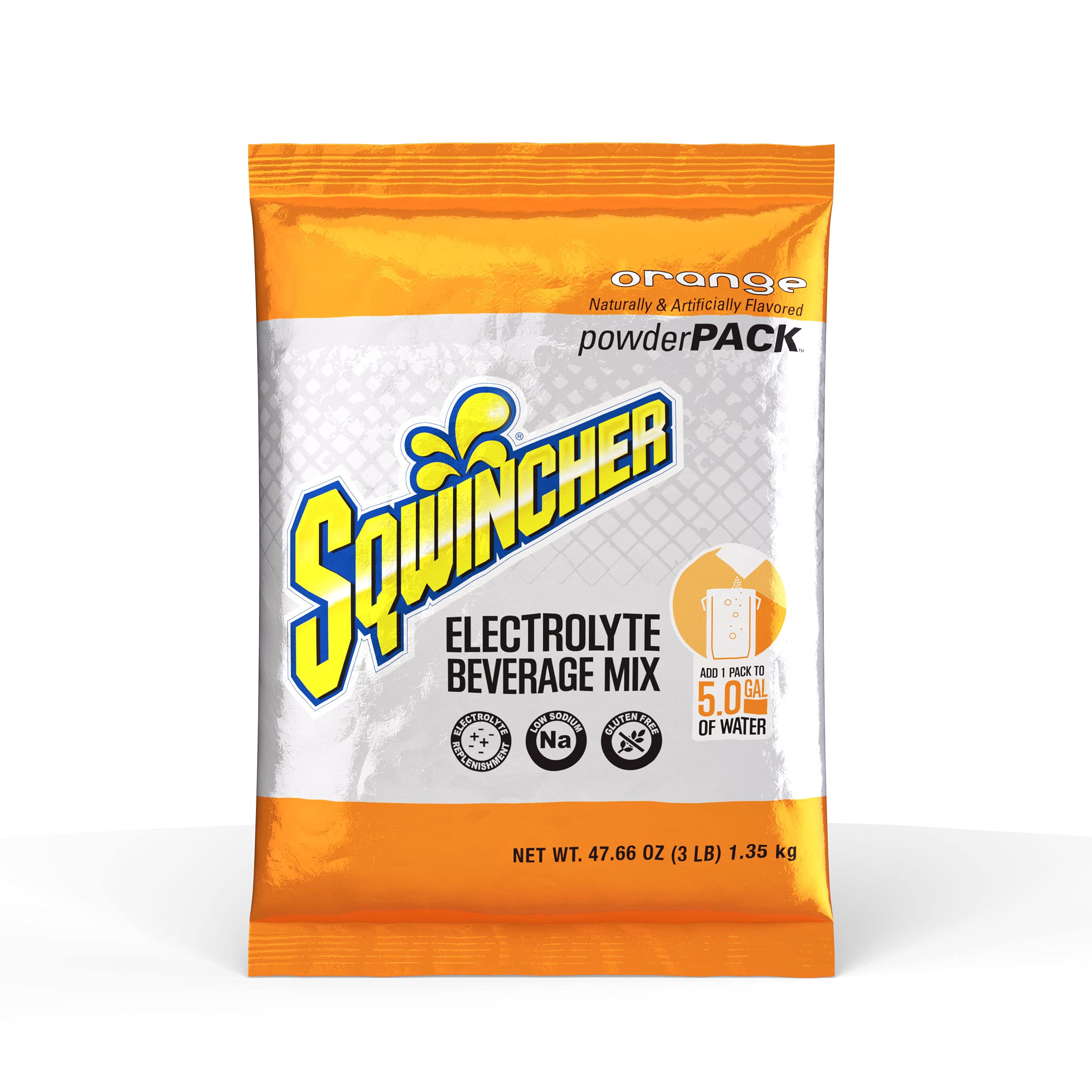 Sqwincher Electrolyte Powder Pack - Orange Flavor Hydration Drink Mix, 47.66 oz (Pack of 16) | Ideal for Athletes, Outdoor Activities & Workout Recovery