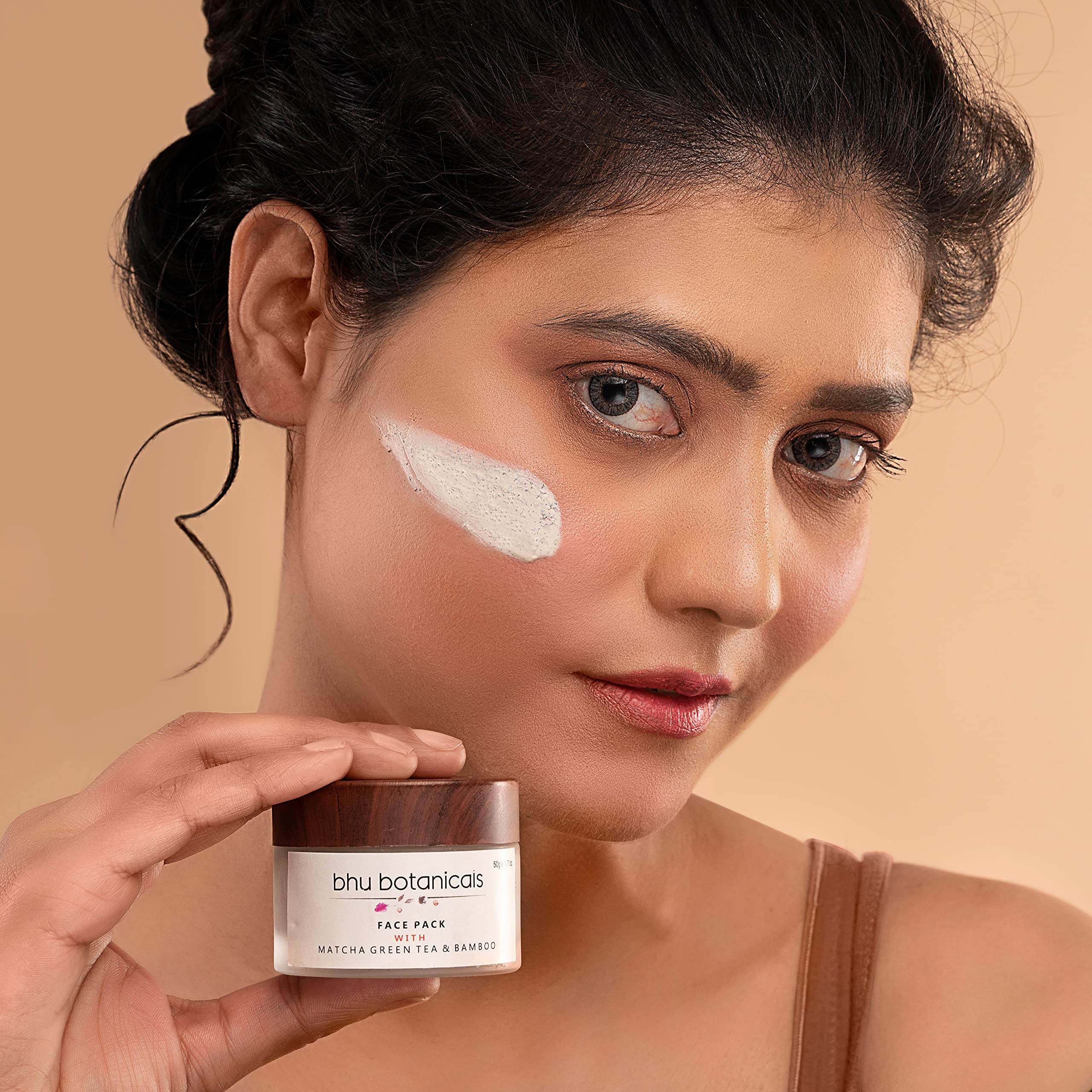 Bhu Botanicals Skin Brightening Face Pack with Matcha Green Tea & Bamboo Extract - 50g | Natural Glow Booster for Dull Skin, Dark Spots & Uneven Tone | Perfect for Daily Skincare Routine & Spa Day