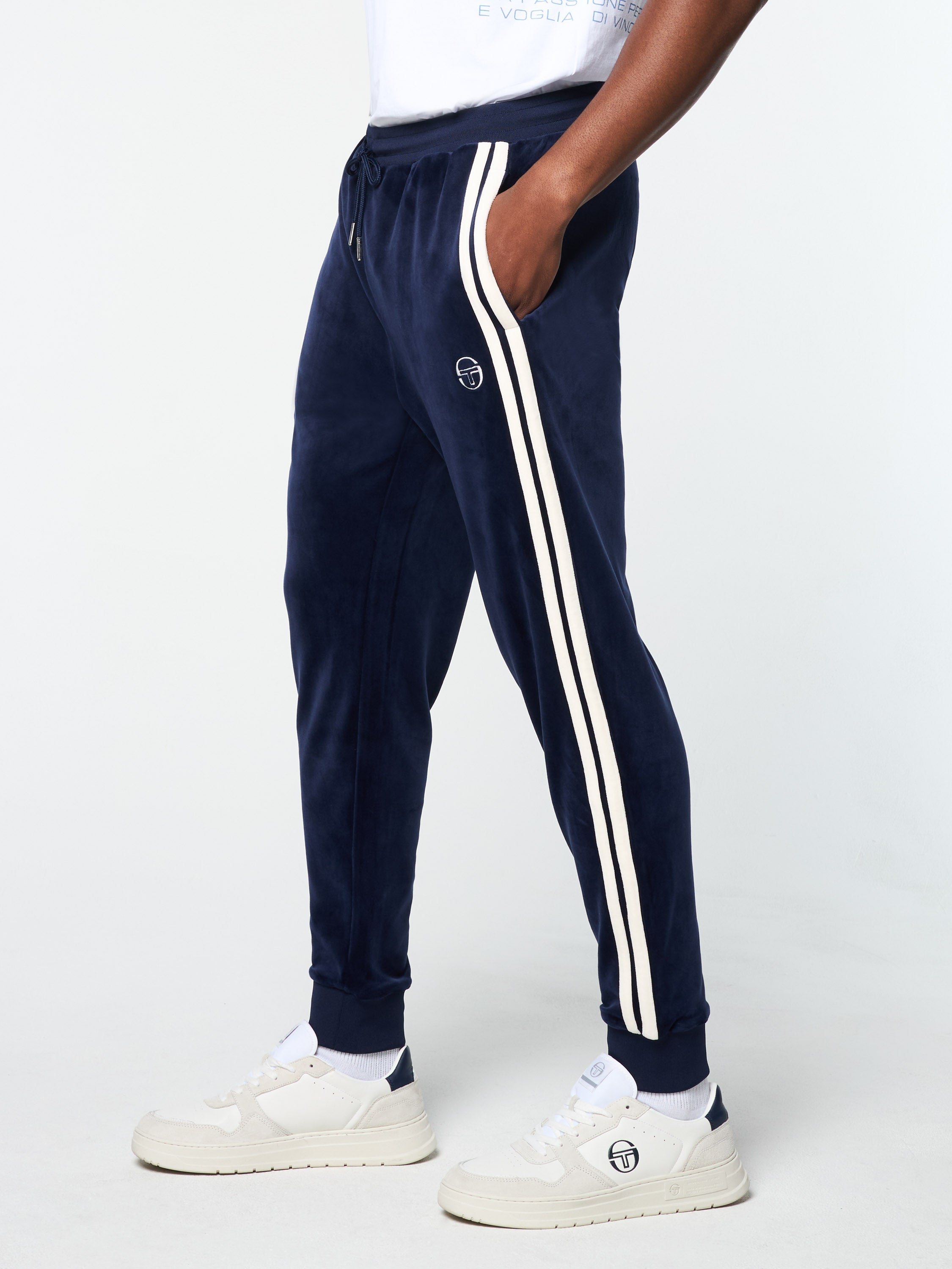 Damarindo Velour Track Pants for Women - Soft & Comfortable Joggers in Maritime Blue - Perfect for Lounge, Yoga & Casual Wear