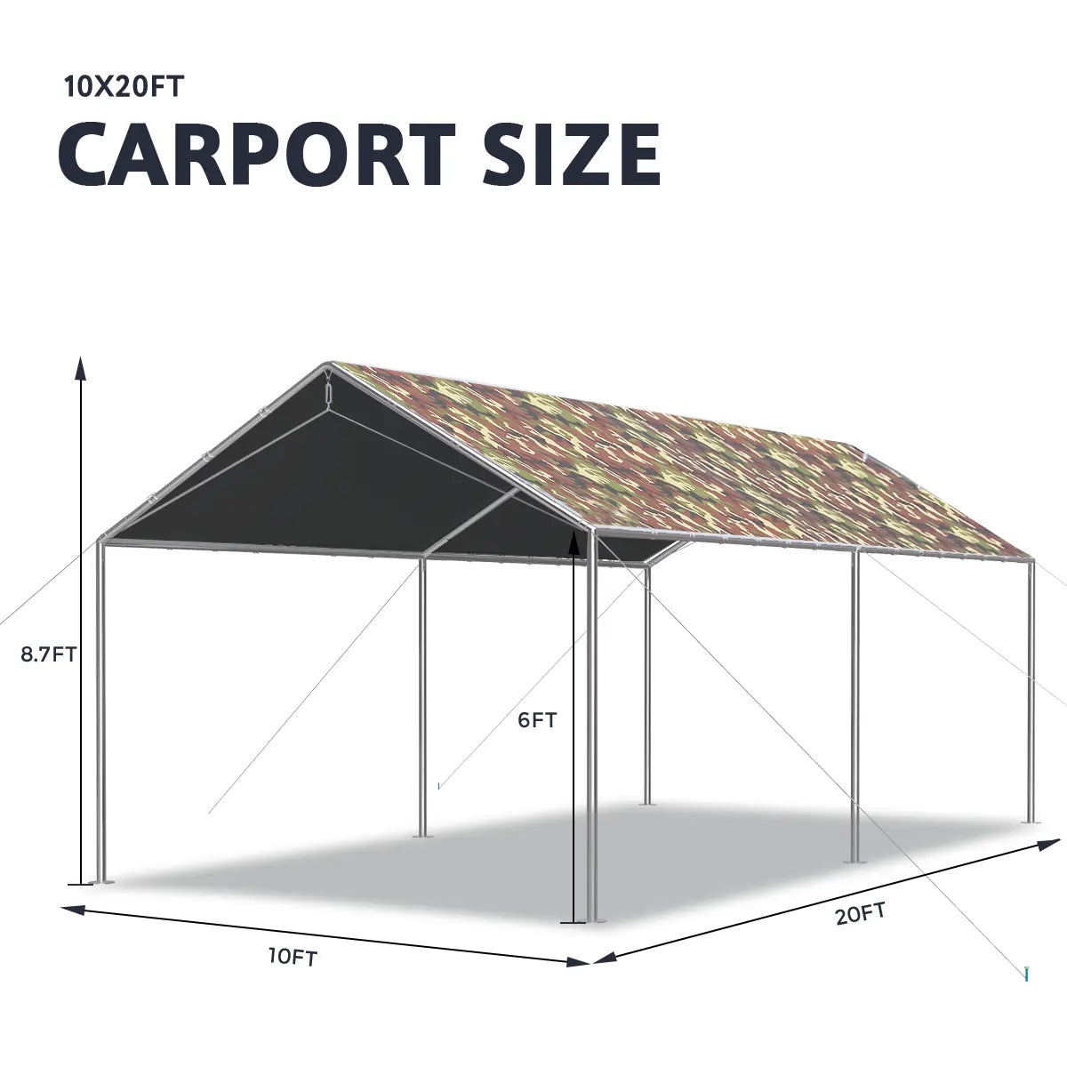 20' x 10' Heavy Duty Car Canopy Shelter - Waterproof UV Protection Outdoor Carport for Vehicles, Parties, Camping & Backyard Use