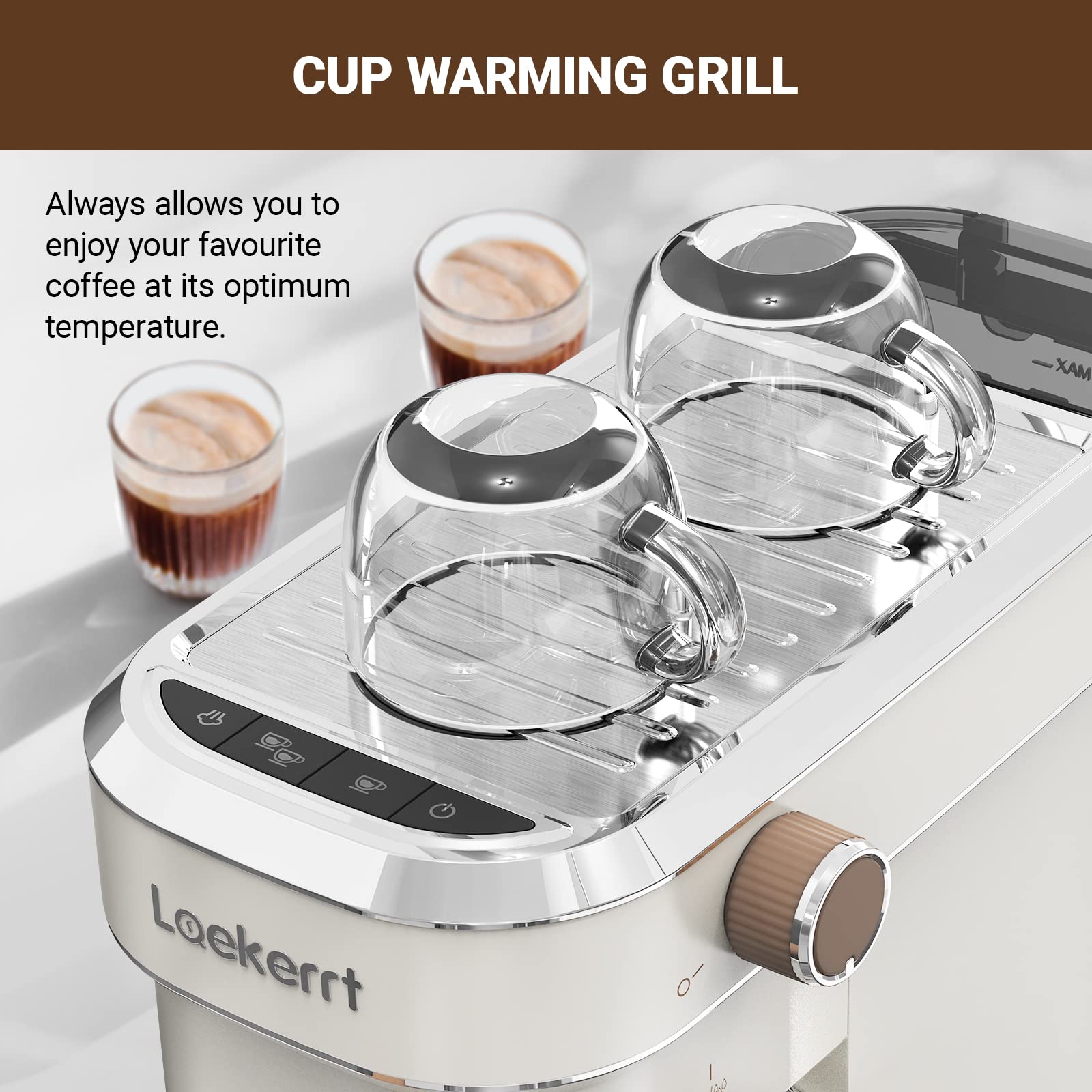 Laekerrt 20 Bar Espresso Machine with Milk Frother - Compact Stainless Steel Coffee Maker for Home, Perfect for Latte & Cappuccino - Ideal for Small Kitchens, Office Use, and Coffee Enthusiasts (White)
