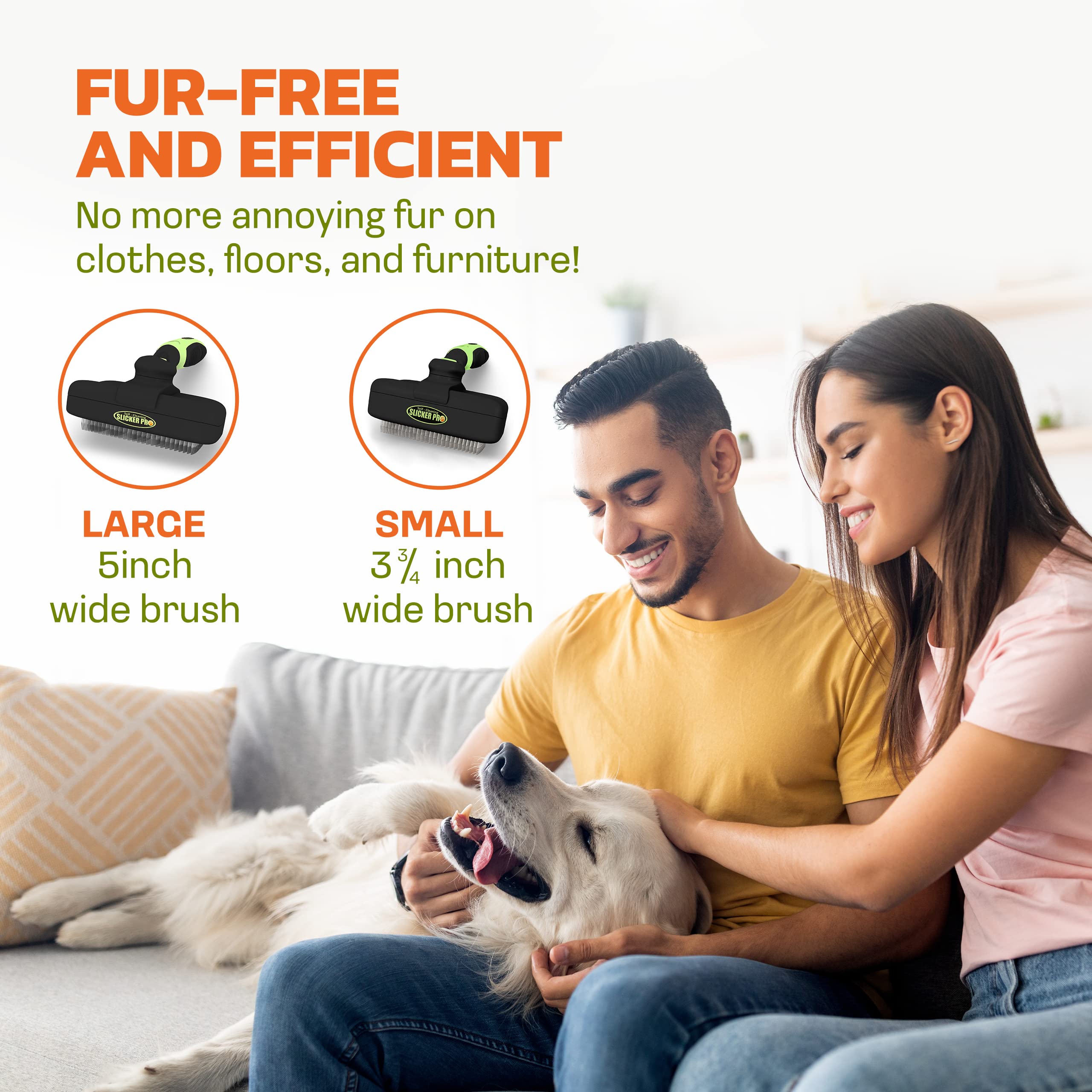Self Cleaning Slicker Brush for Dogs & Cats - Pet Grooming Brush for Shedding Control, Long Haired Pets, Medium to Large Breeds | Perfect for Home Grooming & Professional Deshedding Supplies