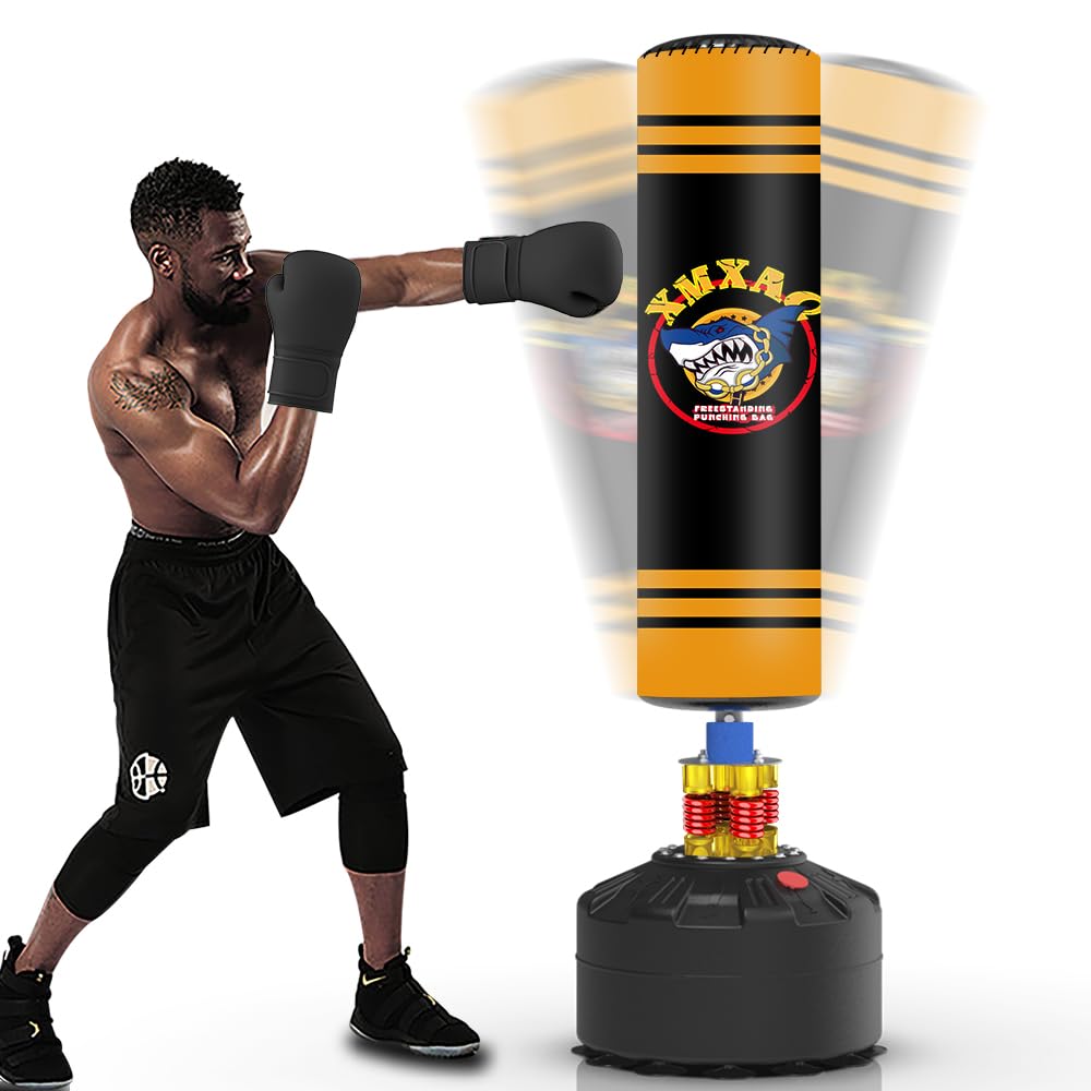 Freestanding Heavy Punching Bag with Stand - Adult & Youth Boxing Bag with Suction Cup Base for Home, Office, Gym - Perfect for Kickboxing, MMA Training & Fitness Workouts