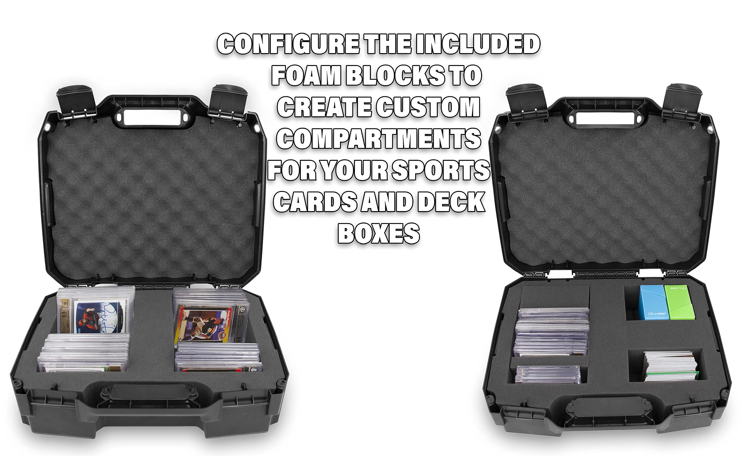 CASEMATIX Graded Card Case - Heavy Duty Storage Box for 60+ BGS PSA FGS SGC Graded Sports Cards | Impact Resistant Dual Foam Slots | Perfect for Collectors, Trading & Display - Portable Card Protector for Conventions & Travel