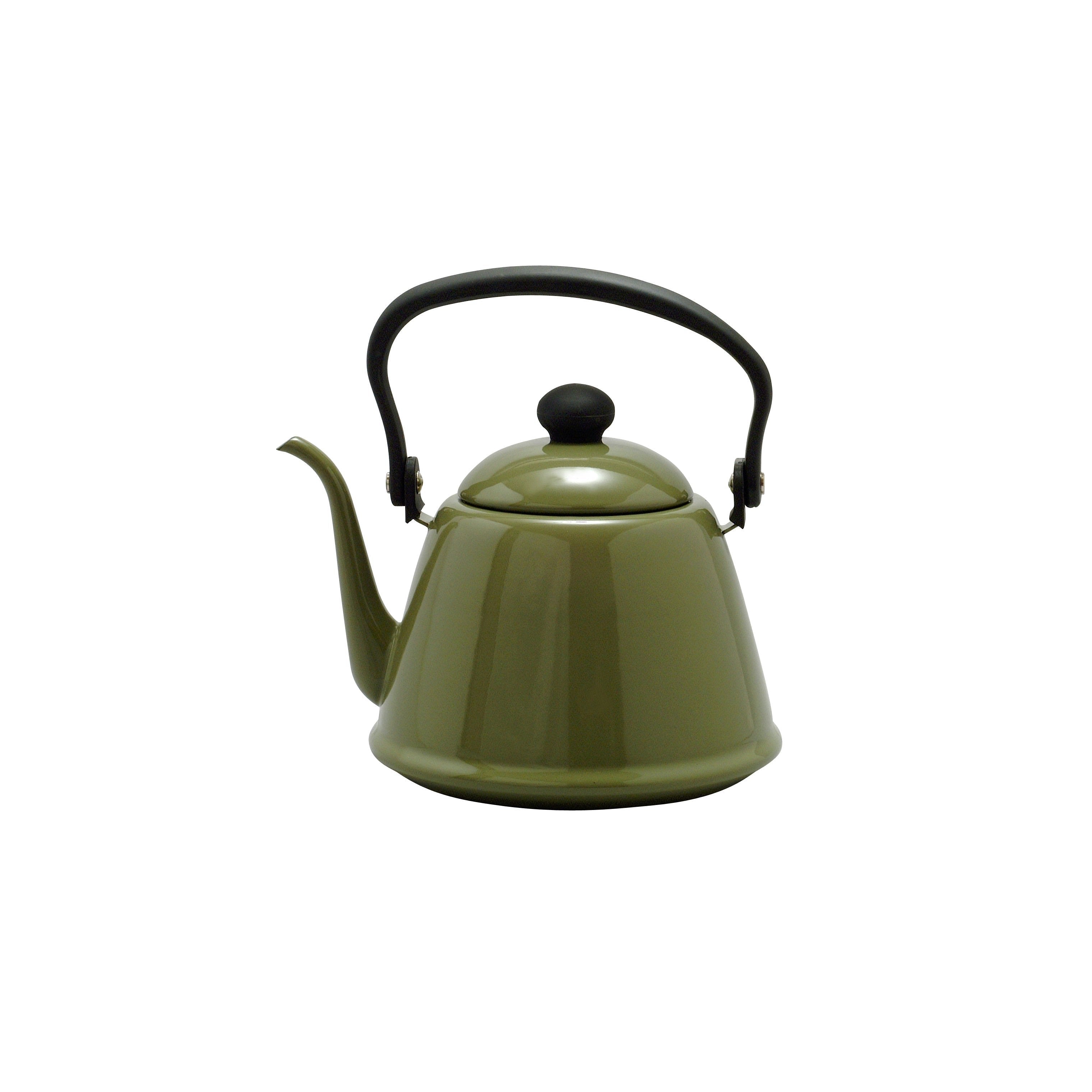 Premium Japanese Enamel Gooseneck Kettle - Noda Horo Drip Kettle II, Olive Green DK-200OL | Perfect for Pour Over Coffee, Tea Brewing & Home Barista Use