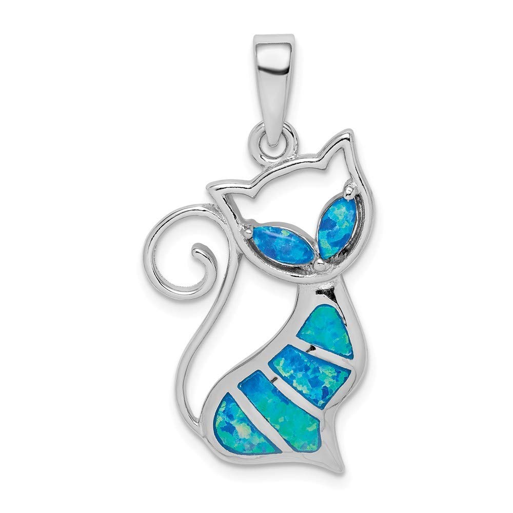 925 Sterling Silver Rhodium Plated Simulated Opal Cat Pendant Necklace for Women - Elegant Dainty Jewelry Gift for Birthday, Anniversary & Valentine's Day | Perfect for Casual Wear, Date Night & Special Occasions