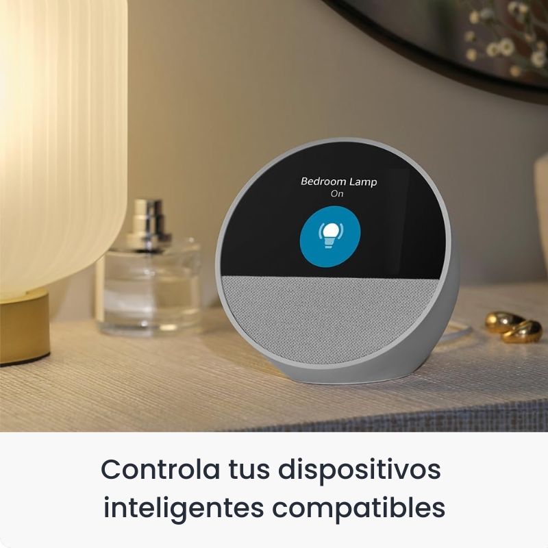 Amazon Echo Spot (2024) Smart Alarm Clock with Alexa - Blue | Voice Control, Weather, Music & More | Perfect for Bedroom, Office & Kitchen