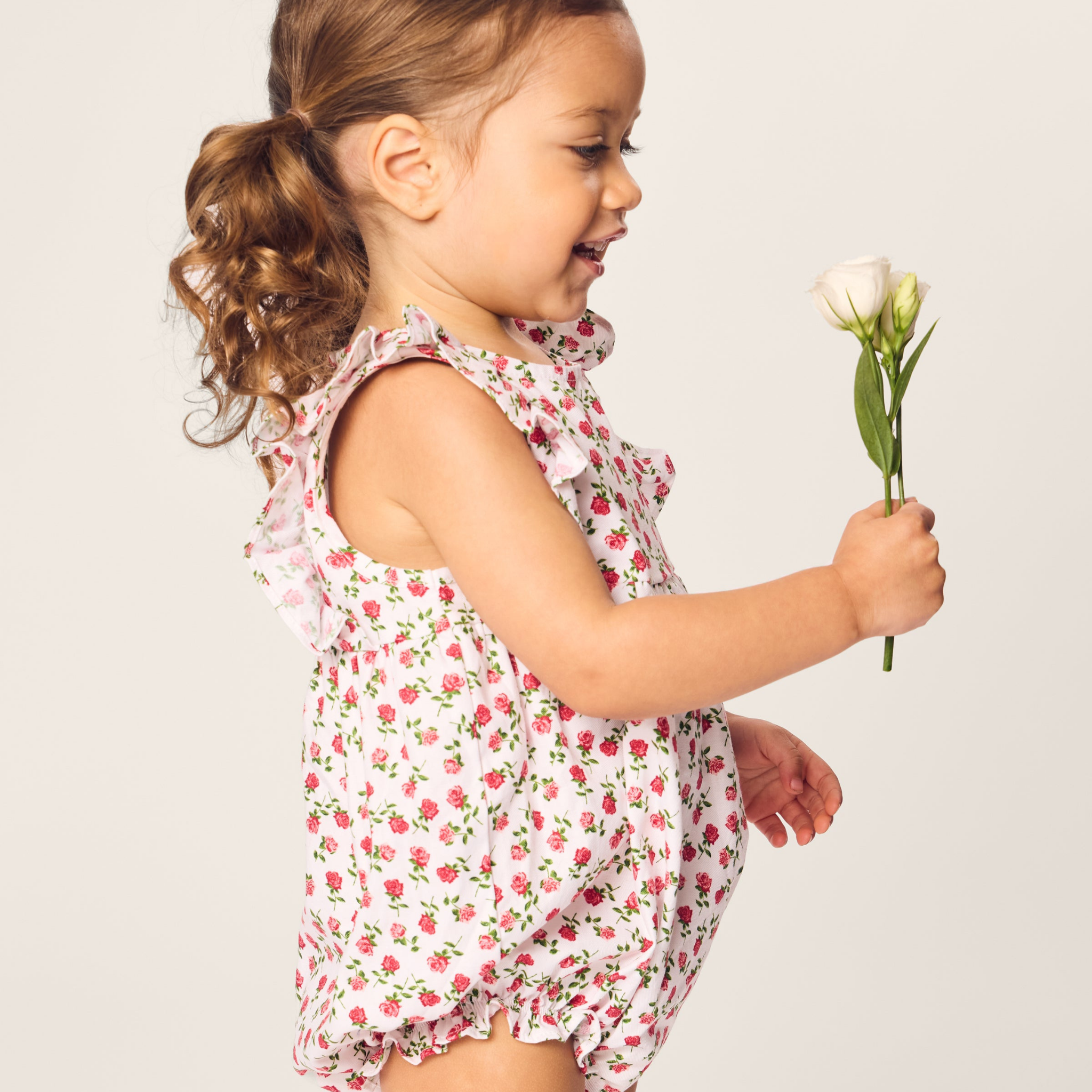 Adorable Baby's Twill Ruffled Romper in Petite Petals - Soft & Comfortable Outfit for Newborns & Infants - Perfect for Playdates, Photo Shoots & Special Occasions