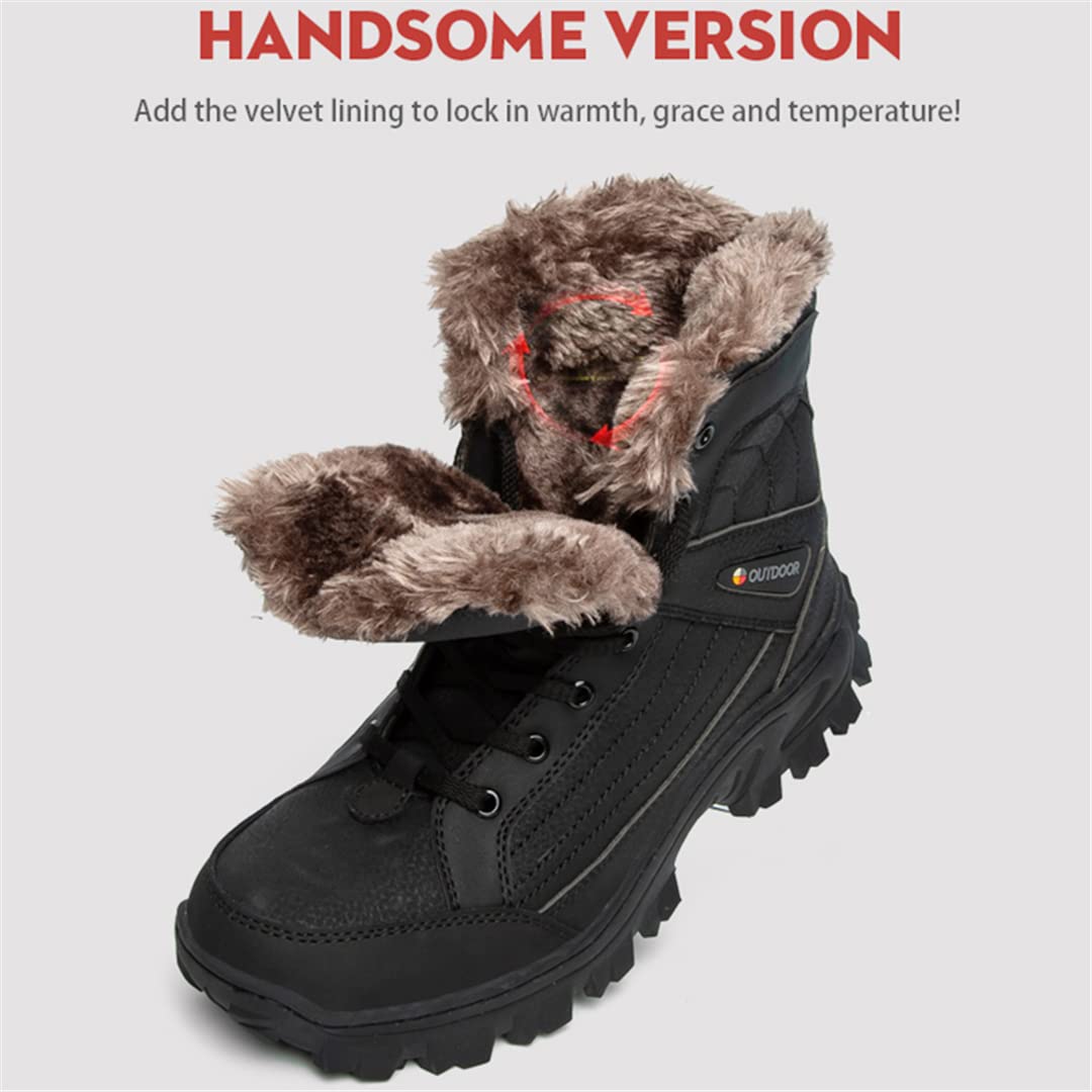 Men's Waterproof Winter Hiking Boots - Ankle High Outdoor Camping & Hunting Shoes with Lace-Up Design for Trekking, Travel & Snow Sports | Durable Traction for Mountain Trails & Cold Weather Adventures