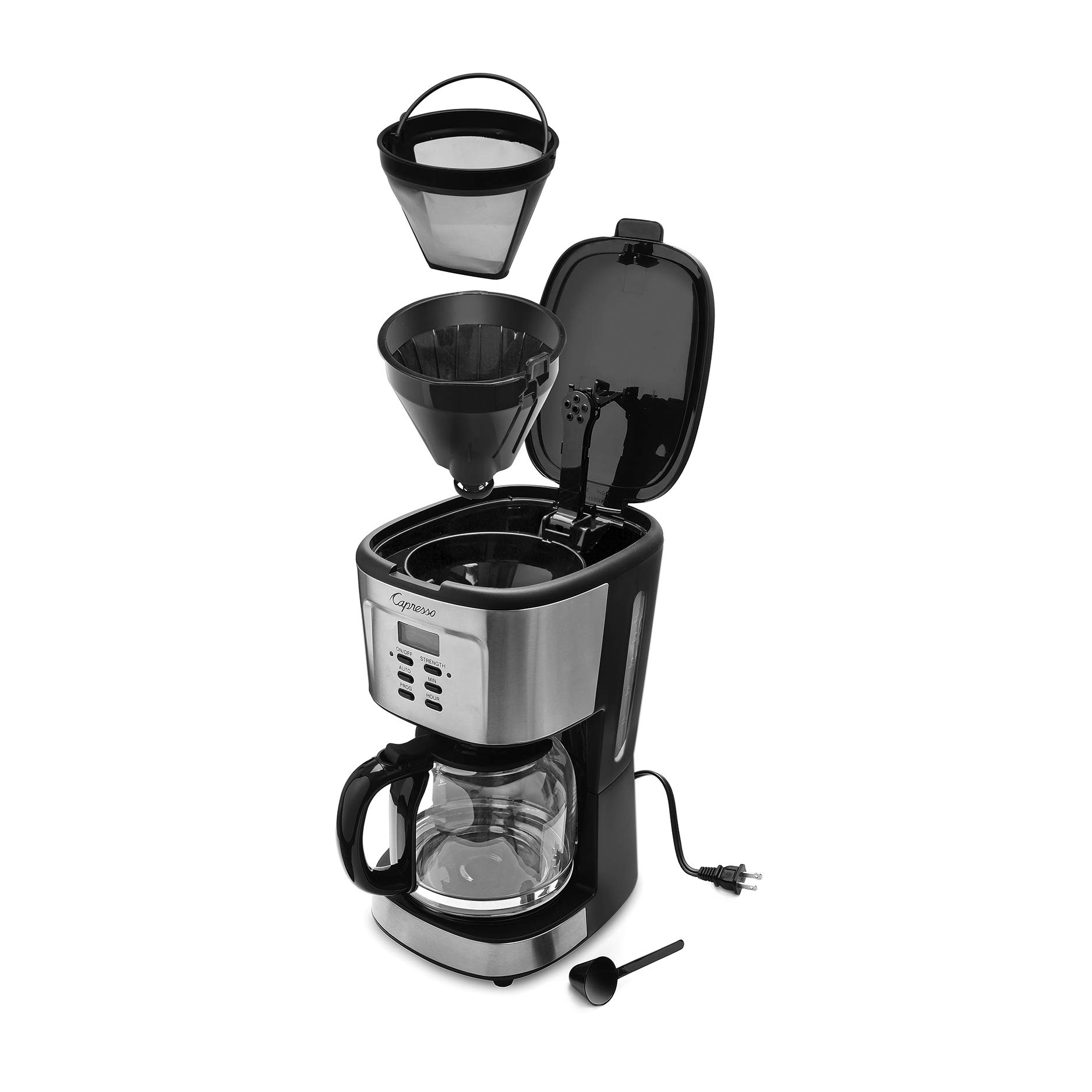 Capresso 12-Cup Coffee Maker with Glass Carafe - Stainless Steel & Black (Model 416.05) | Perfect for Home, Office & Entertaining | Fast Brewing & Easy Clean Coffee Machine