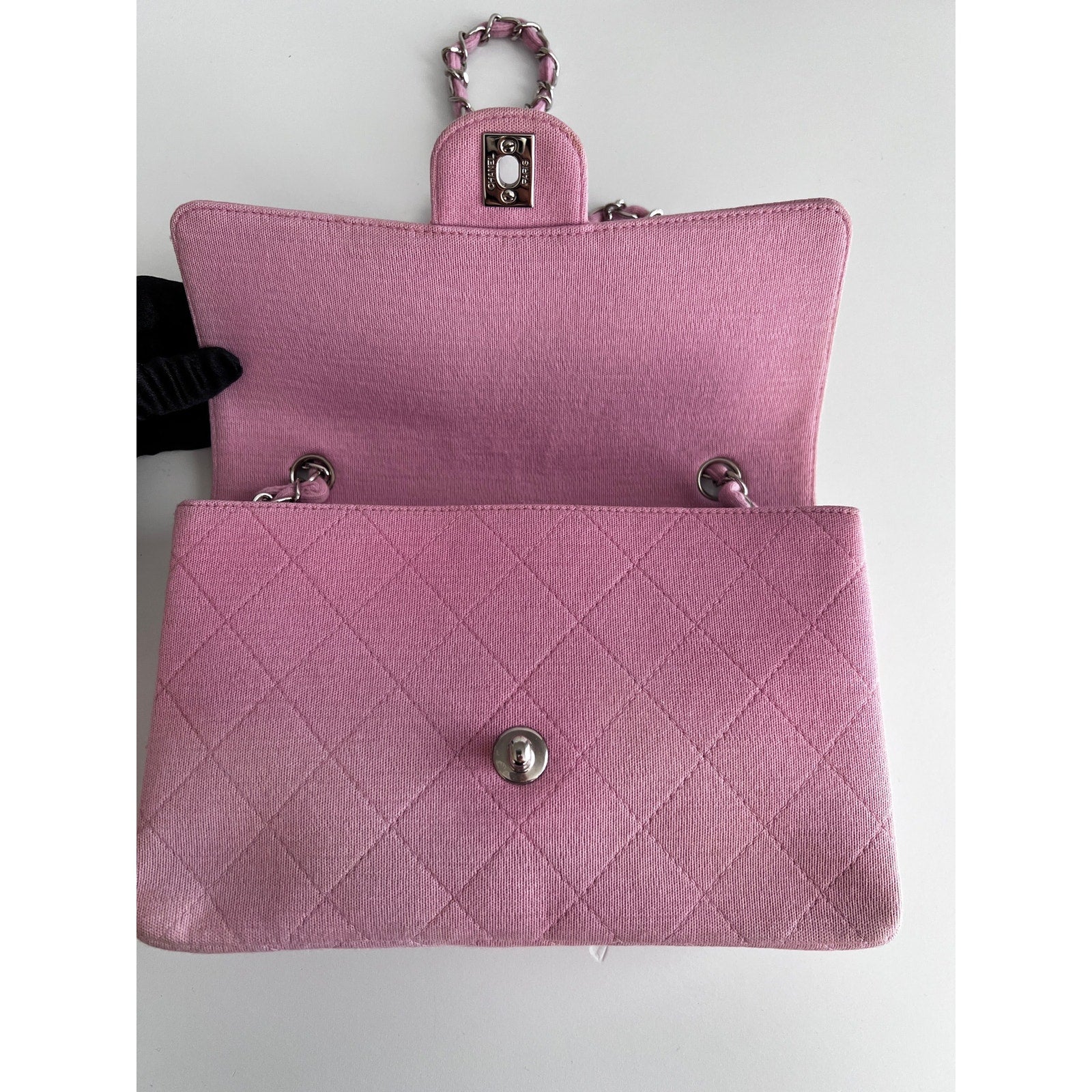 Chanel Light Pink Quilted Jersey Cotton Single Flap Shoulder Bag - Luxury Designer Handbag for Women, Perfect for Date Night & Special Occasions