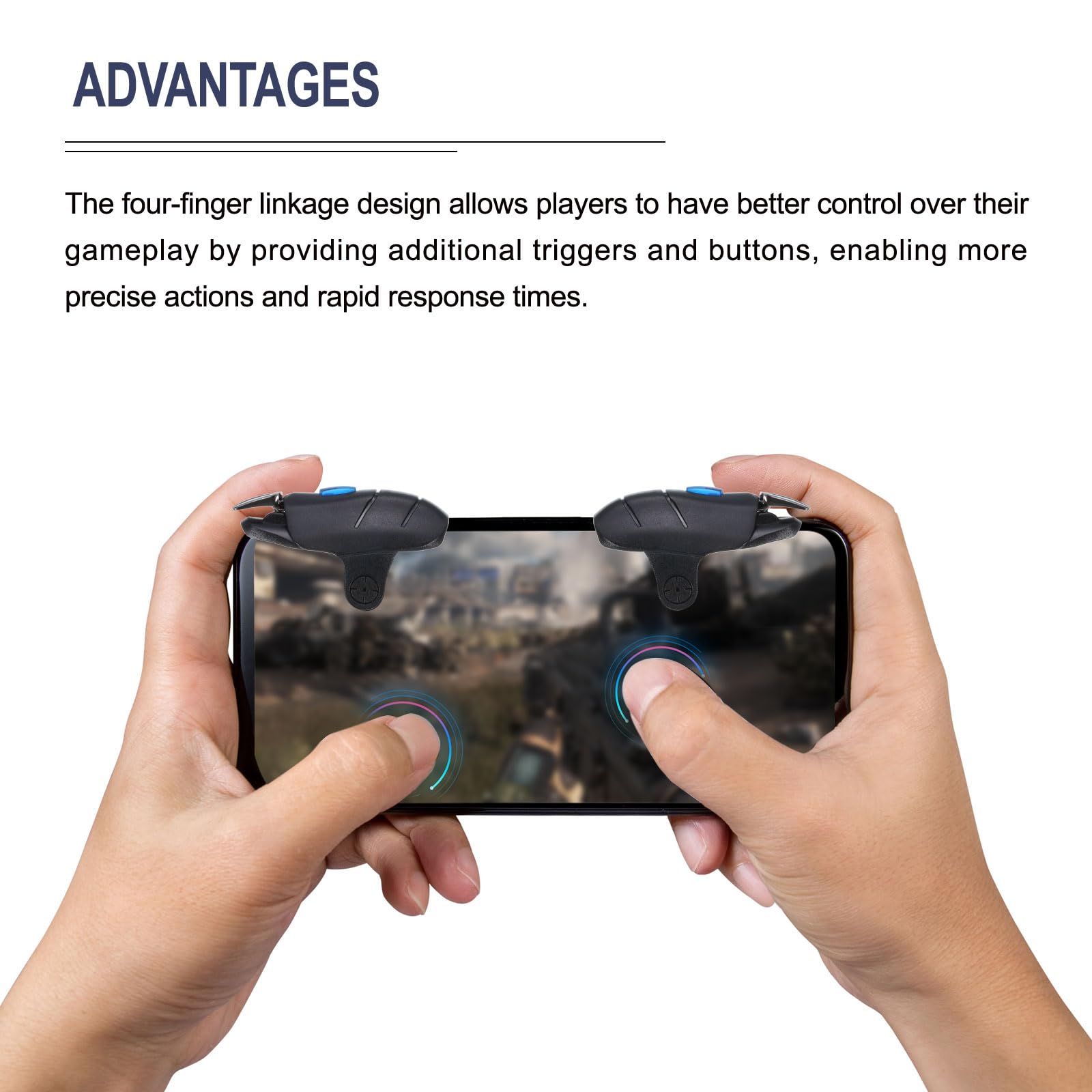 Meccanixity Gaming Trigger Controller - Fire Key Linkage Joystick for 4.7-6.5 Inch Smartphones (Black) with USB Cable | Perfect for Mobile FPS, Battle Royale & Competitive Gaming