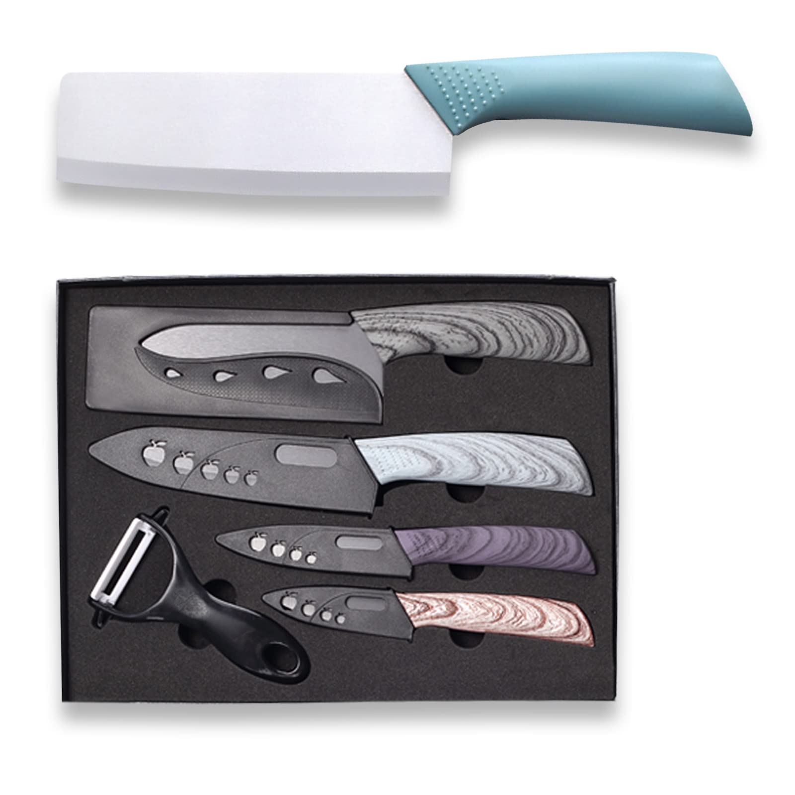 Premium Ceramic Knife Set - 6-Piece Ultra Sharp Kitchen Knives for Slicing, Dicing & Chopping - Perfect for Fruits, Vegetables & Meat - Dishwasher Safe & Rust-Free