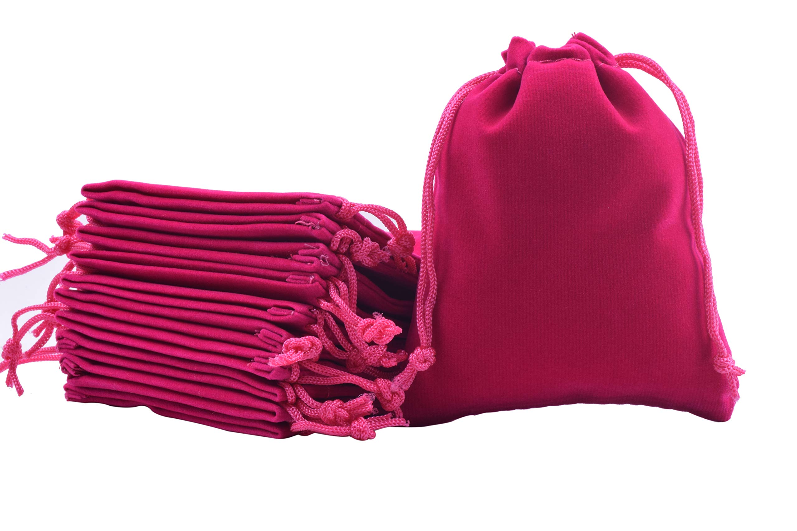 50pcs Small Rose Velvet Drawstring Bags - Jewelry Pouches, Wedding Favor Bags, Party Gift Bags for Candy & Small Gifts (2.8x3.6 Inch) - Perfect for Bridal Showers, Baby Showers & Birthday Parties