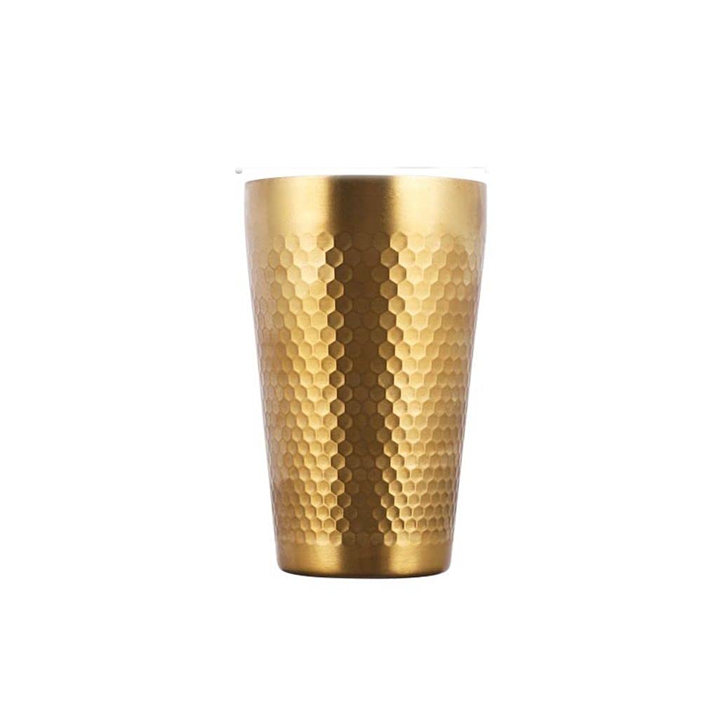 Stainless Steel Drinking Glasses - 16oz (450ml) Stackable Metal Cups for Beer, Coffee & Water - Gold Barware for Home, Parties & Outdoor Use