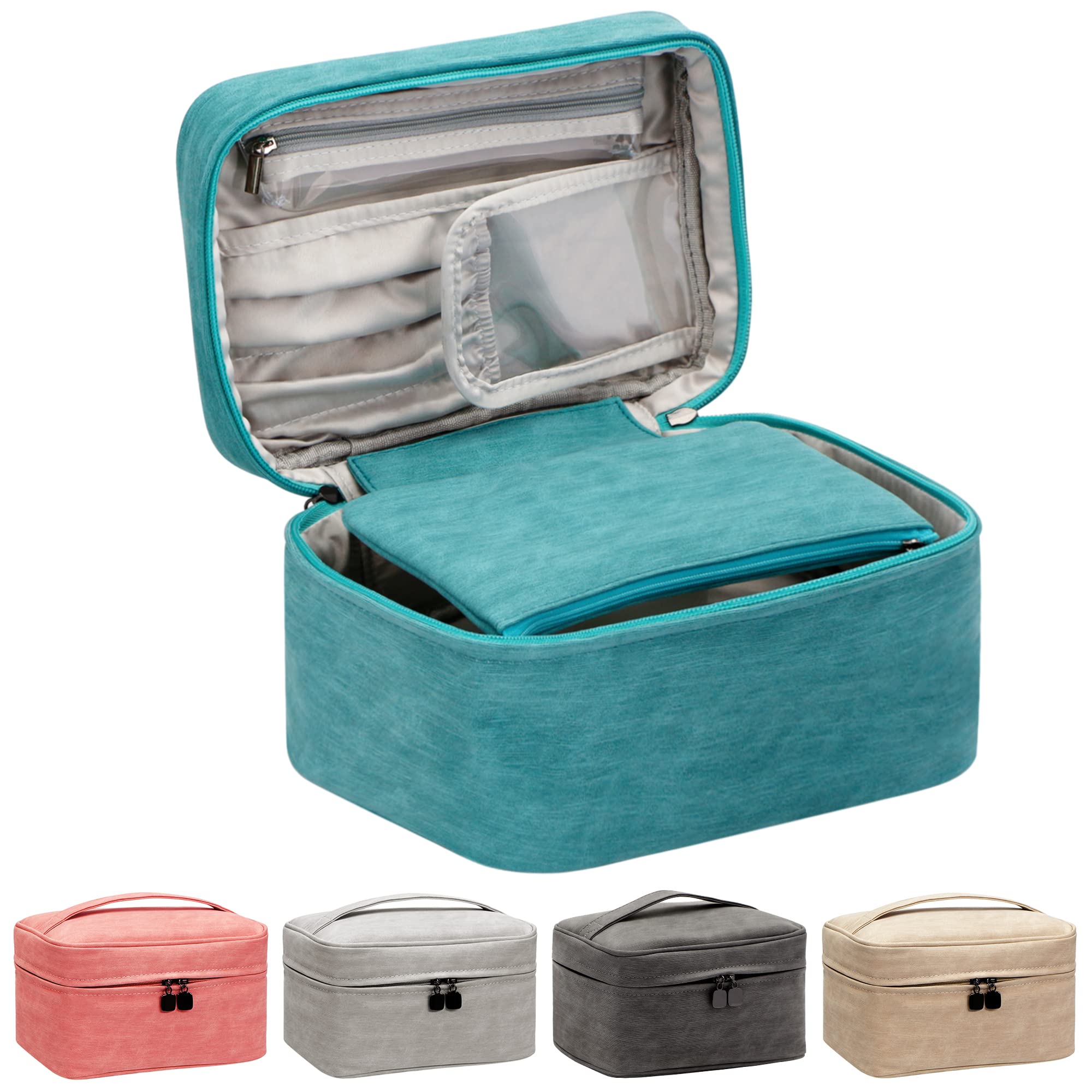 Waterproof Makeup Bag for Women & Girls - Travel Cosmetic Organizer with Multiple Pockets, Green | Perfect for Travel, Gym, and Daily Makeup Storage