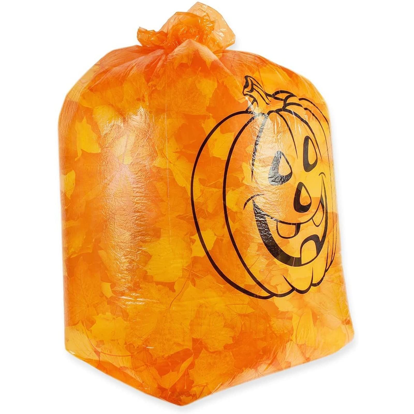 Juvale 6-Pack Halloween Leaf Lawn Bags - Small & Medium Pumpkin Leaf Bags for Fall Outdoor Decorations (Orange) | Perfect for Yard, Garden, and Halloween Party Decor