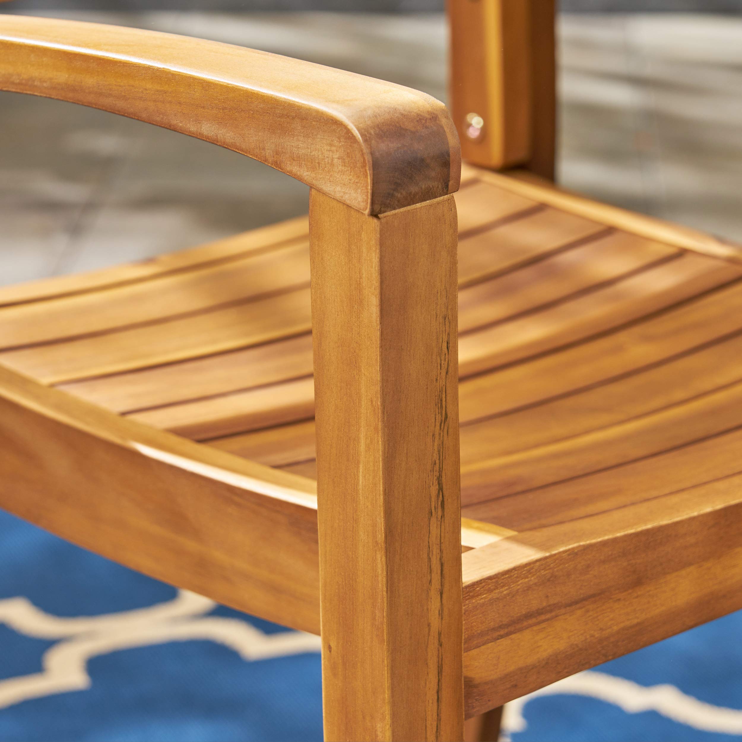 Christopher Knight Home Watts Outdoor Acacia Wood Dining Chairs, Teak Finish (Set of 2) - Patio, Garden, Poolside & Backyard Furniture for Outdoor Entertaining