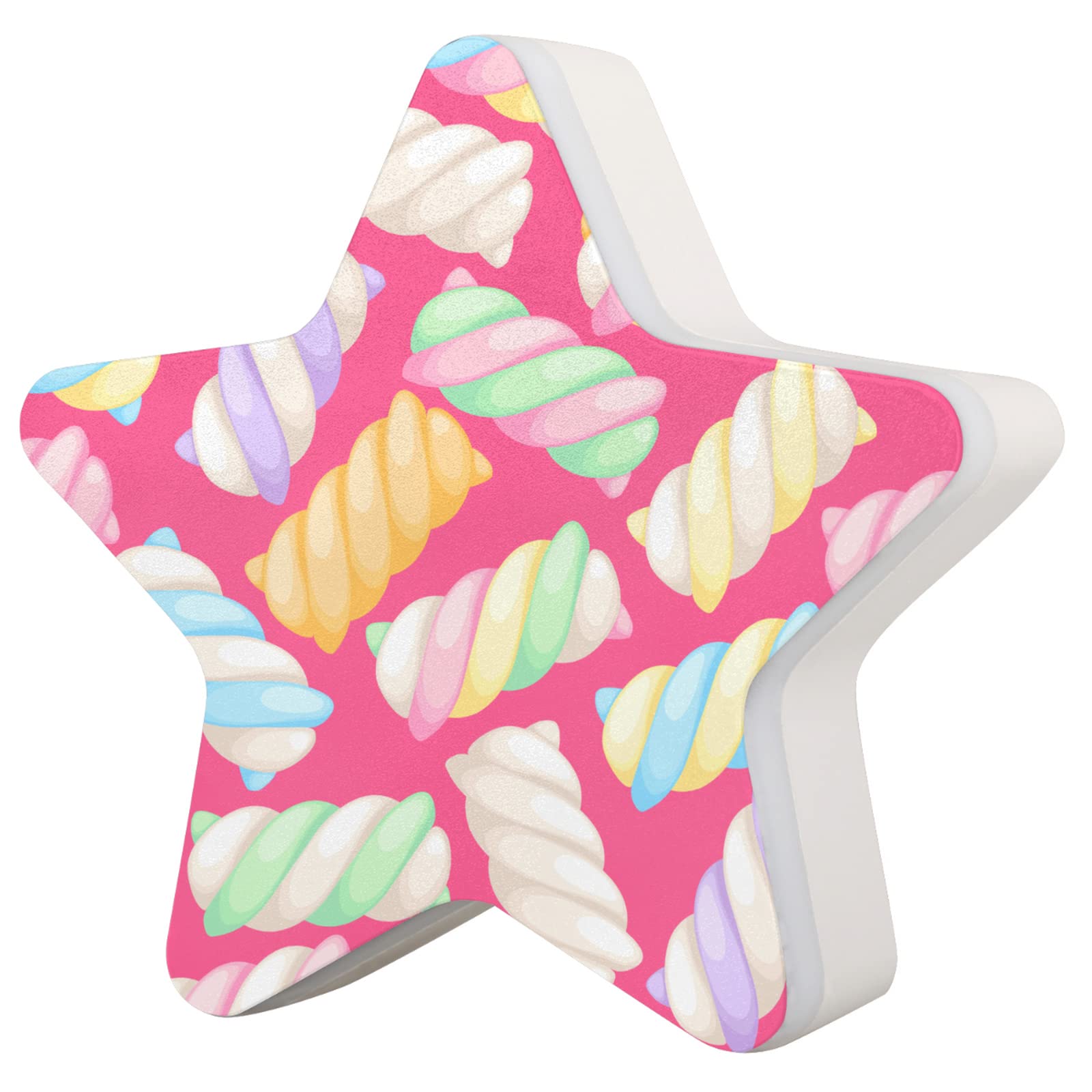 Star Shaped Marshmallow Twists Plug-in LED Night Light with Dusk to Dawn Sensor - Perfect for Bedroom, Nursery, Bathroom, Hallway & Kitchen Decor