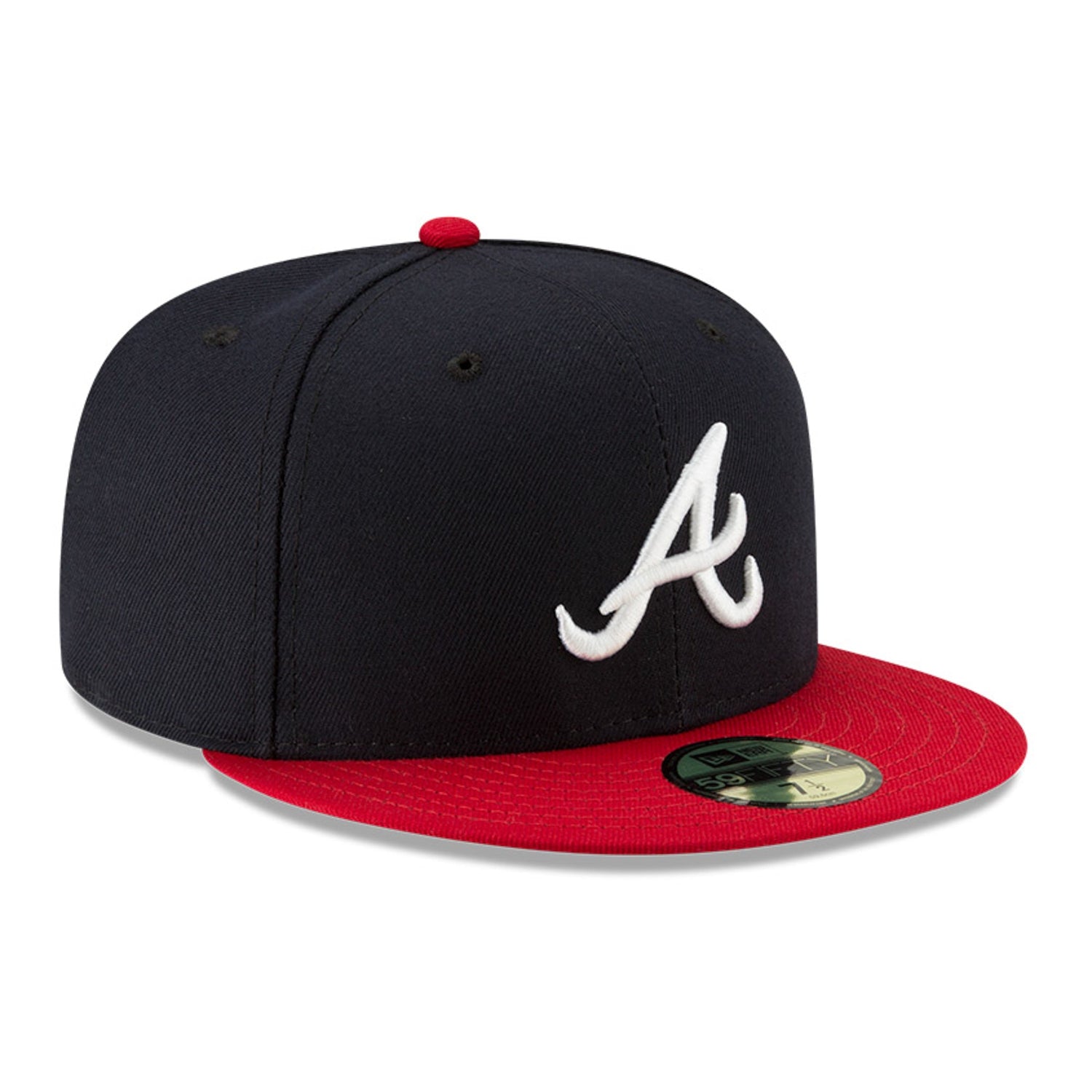 New Era 59Fifty Authentic MLB Atlanta Braves Baseball Cap - Navy & Red Official Logo Fitted Hat for Men & Women | Perfect for Games, Fan Gear & Streetwear Fashion