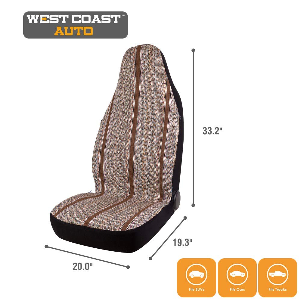 Baja Blanket Bucket Seat Covers for Car, Truck, Van & SUV - Airbag Compatible 2-Piece Set (Brown) | Waterproof & Durable Protection for Road Trips & Outdoor Adventures