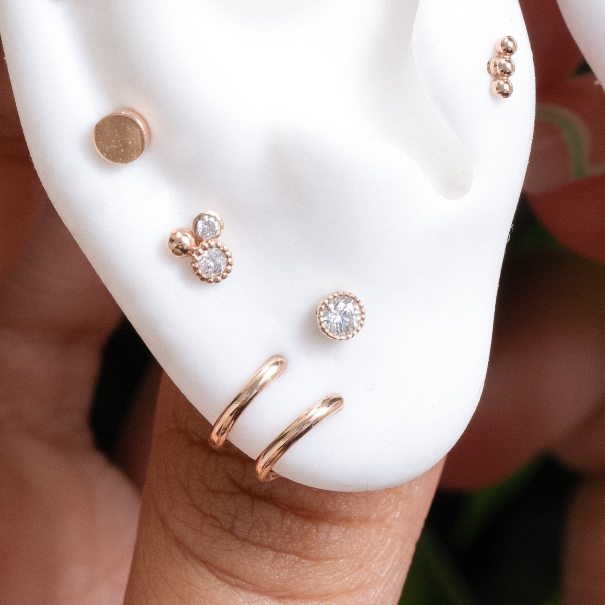 14K Rose Gold Gemstone Flat Back Stud Earrings with Milgrain Detailing - Perfect for Everyday Wear, Gifts & Special Occasions