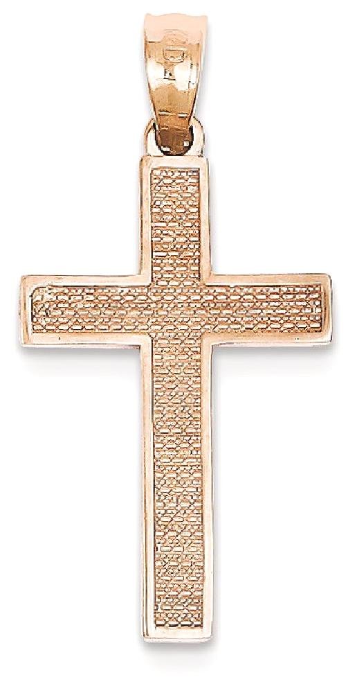 14K Solid Rose Gold Latin Mexican Holy Cross Necklace - Religious Jesus Christ Charm Pendant for Women & Men - Perfect for Baptism, First Communion, Confirmation & Everyday Faith Jewelry