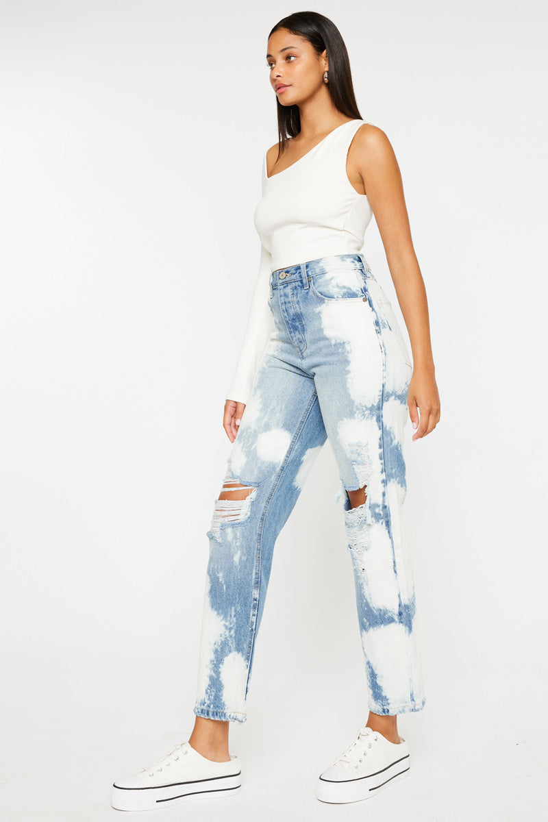 Moon High Rise 90's Boyfriend Jeans - Vintage Distressed Denim Pants for Women | Casual Streetwear & Retro Fashion Outfit