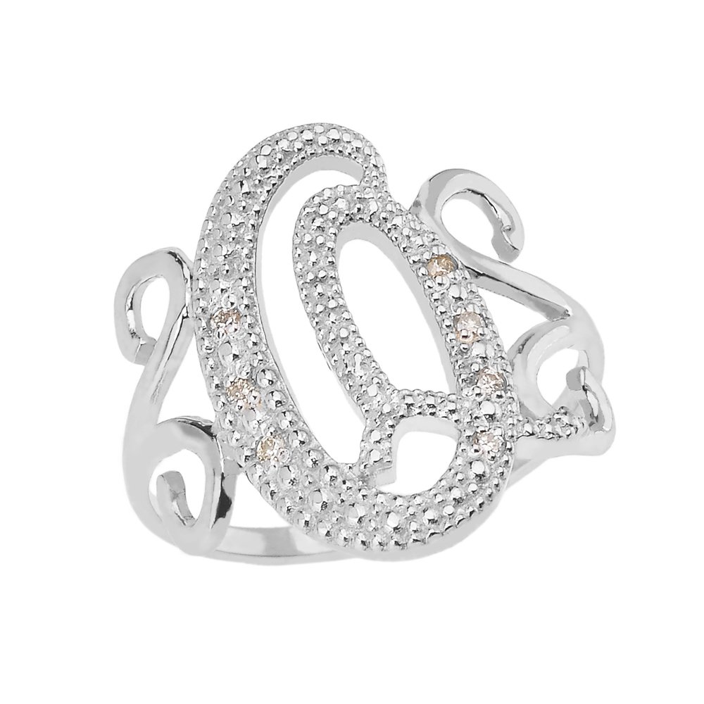 Sterling Silver Initial Ring with CZ Stones - Modern Cursive Letter Q Jewelry for Women | Perfect for Gifts, Anniversaries & Everyday Elegance