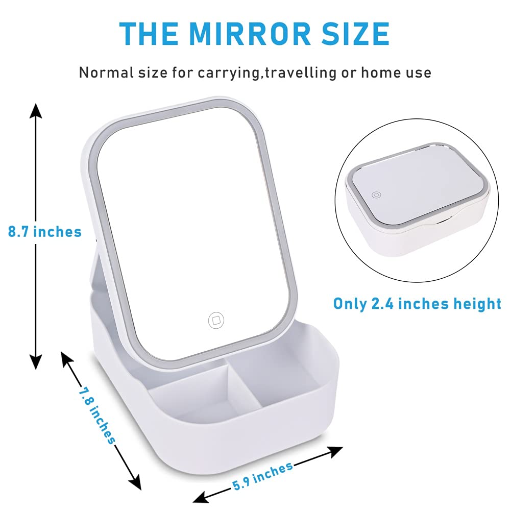 Ochine Professional Makeup Case with LED Lighted Mirror - Portable Cosmetic Organizer Bag for Women & Girls, Travel Makeup Train Case with Touch Control Design, Perfect for Travel, Home, Salon & Jewelry Storage