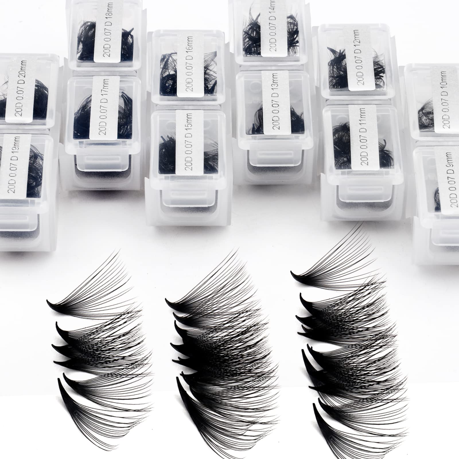 1200PCS Premium Handmade Eyelash Extensions - 20D Volume Lashes 9-20mm Mixed Length, C Curl with Pointed Base for Natural Look | Perfect for Salon Professionals & DIY Lash Artists | Wedding, Party & Daily Wear