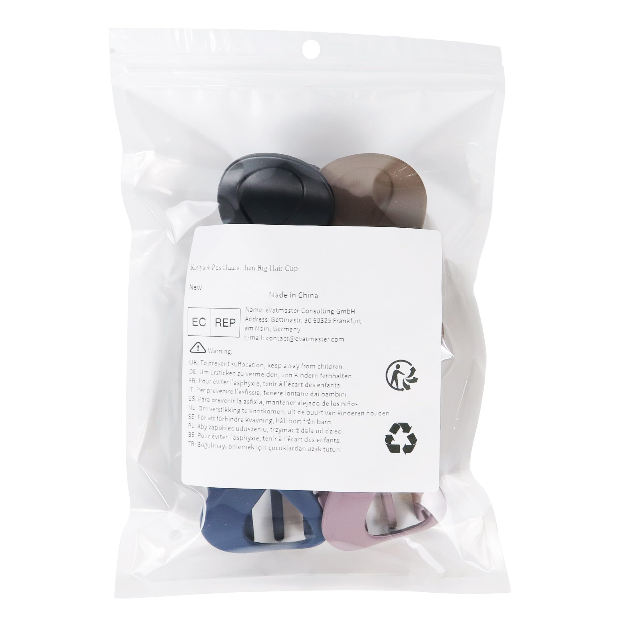 Kavya 4-Piece Non-Slip Hair Claw Clips for Women & Girls - Large Black Hair Clips for Thick Hair - Perfect for Updos, Ponytails & Everyday Styling