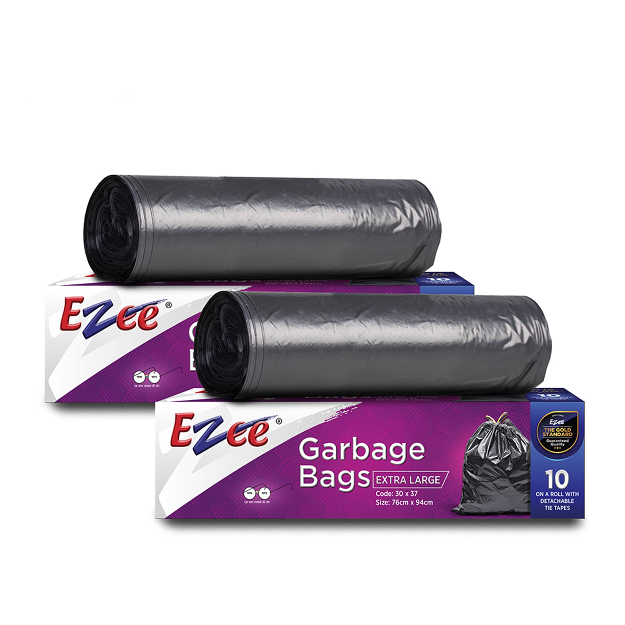 Ezee Heavy Duty Trash Bags 30x37 Inches - 20 Count (2 Pack of 10) | Extra Large Garbage Bags for Kitchen, Office & Outdoor Use | Durable Plastic Waste Bags for Trash Cans & Dustbins
