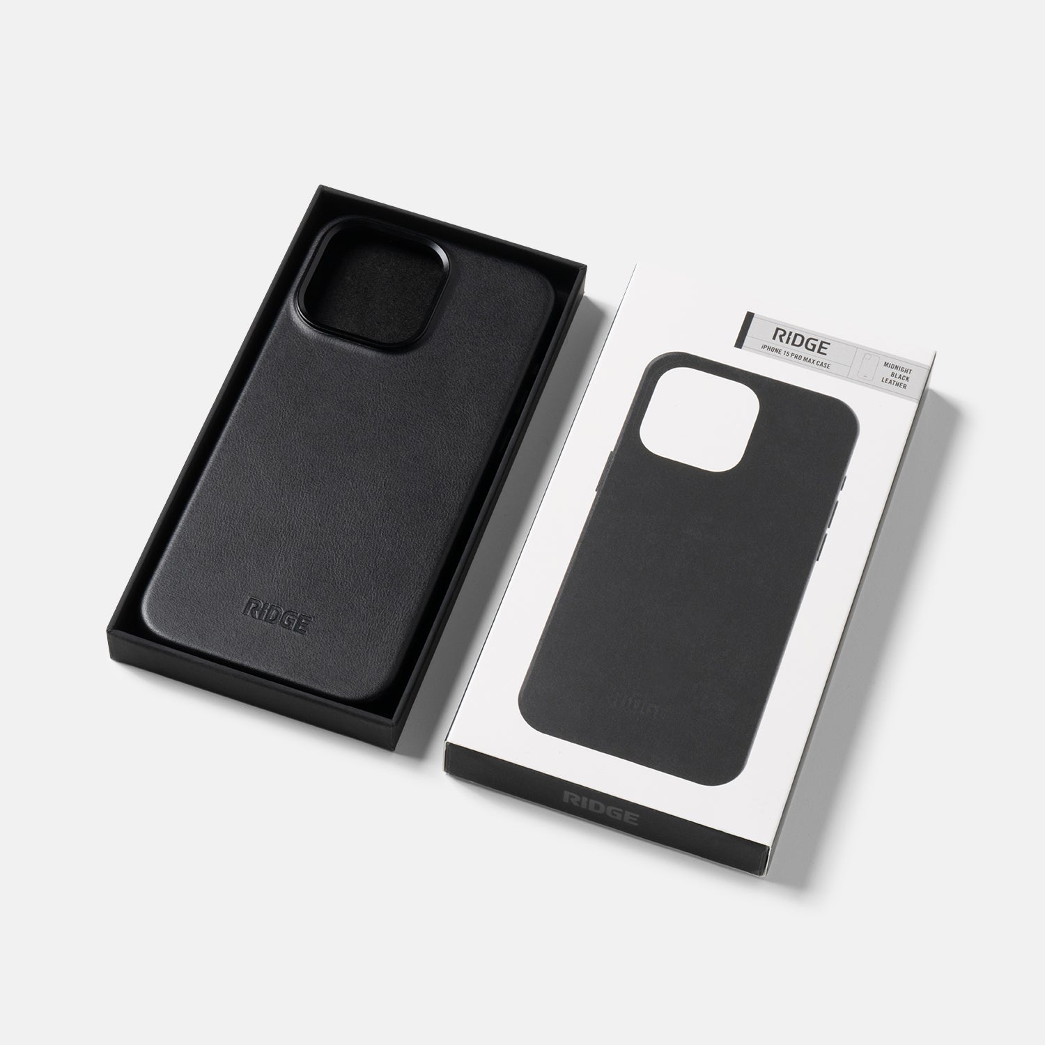 Premium Leather Phone Case for iPhone 15 Pro Max - Midnight Black | Slim Protective Cover with Wallet Slot | Perfect for Work, Travel & Everyday Use