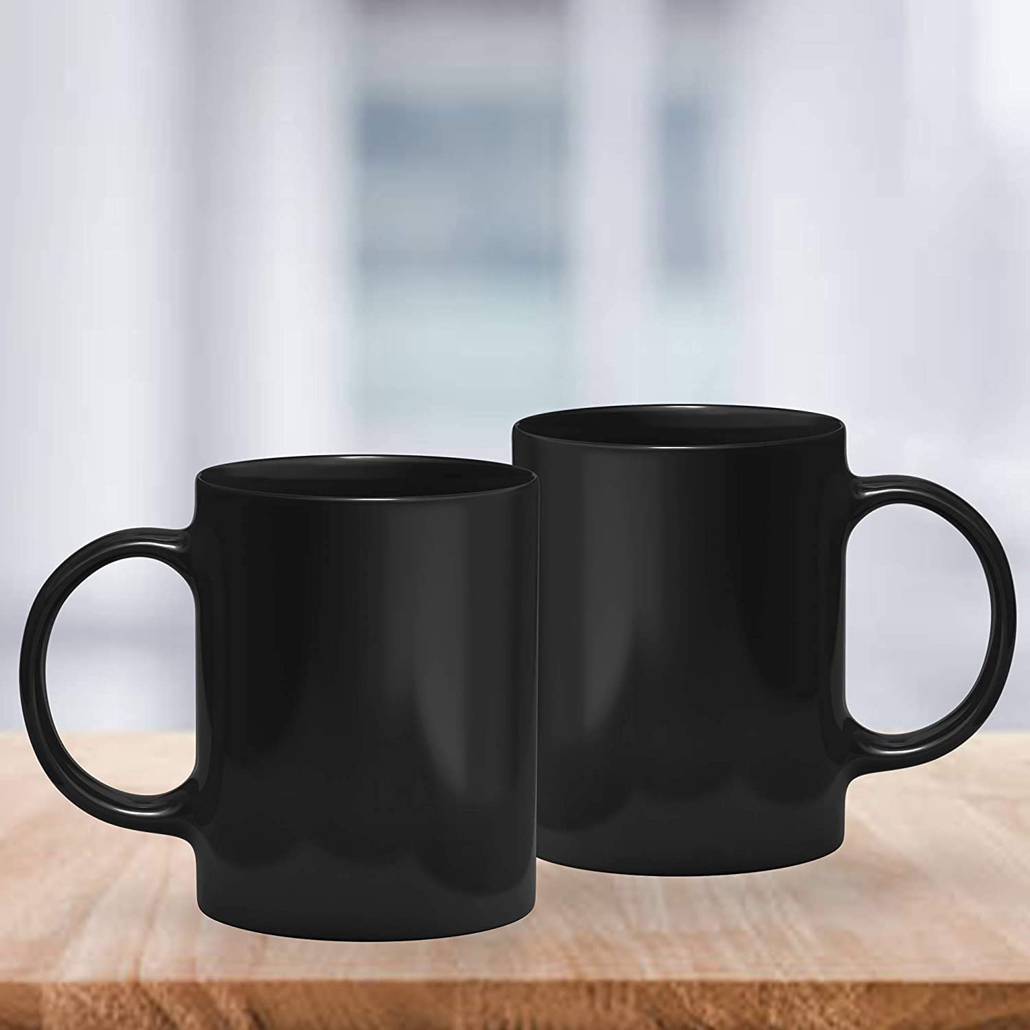 Ohio Plain Black Ceramic Coffee Mug - 11oz Microwave Safe Cylindrical Cup for Home, Office & Travel - Perfect for Hot/Cold Beverages, Tea & Espresso