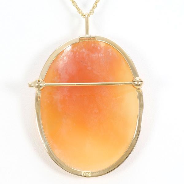 18K Yellow Gold Shell Cameo 2-Way Convertible Necklace & Brooch - Vintage Jewelry for Women, Elegant Gift for Mother's Day, Wedding & Special Occasions