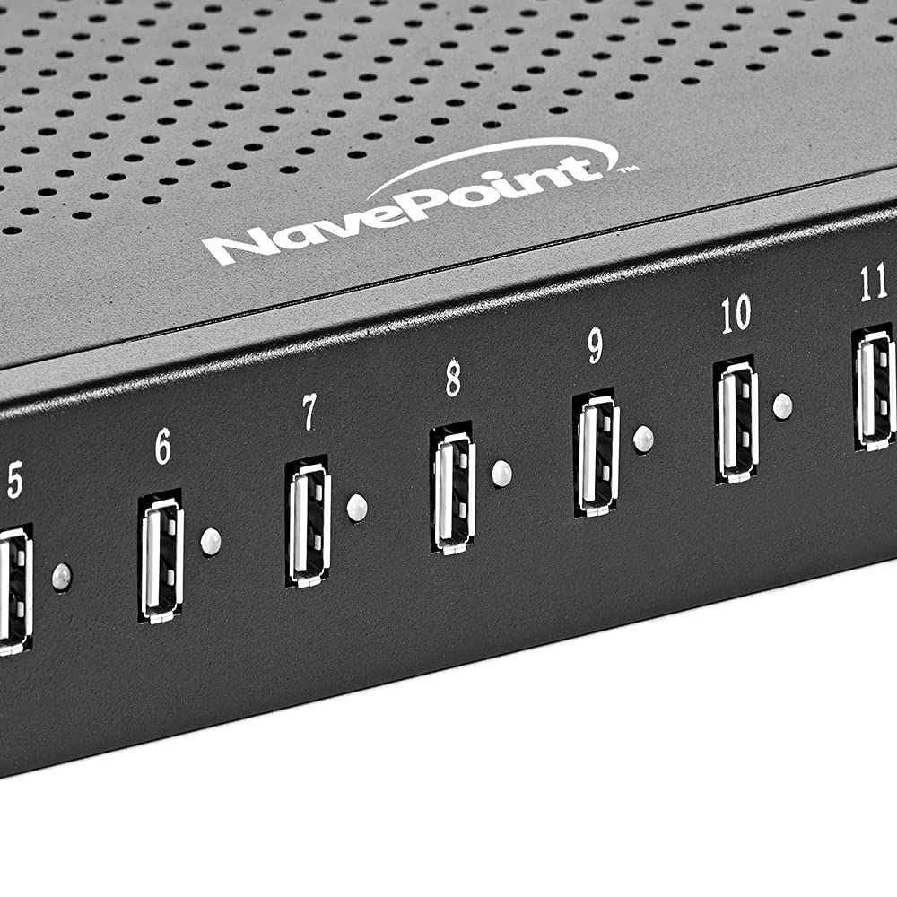 NavePoint 16-Port USB Charging Station | Fast 5V/3A 200W Power Hub | Horizontal Desktop Charger for Phones, Tablets & Devices | Office, Home & Travel Use