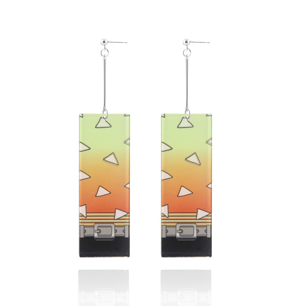 Demon Slayer Anime Earrings - Tanjiro & Nezuko Kamado Acrylic Dangle Earrings with Hanafuda Design - Cosplay Jewelry Gift for Women & Girls - Perfect for Anime Conventions, Themed Parties, and Otaku Fashion
