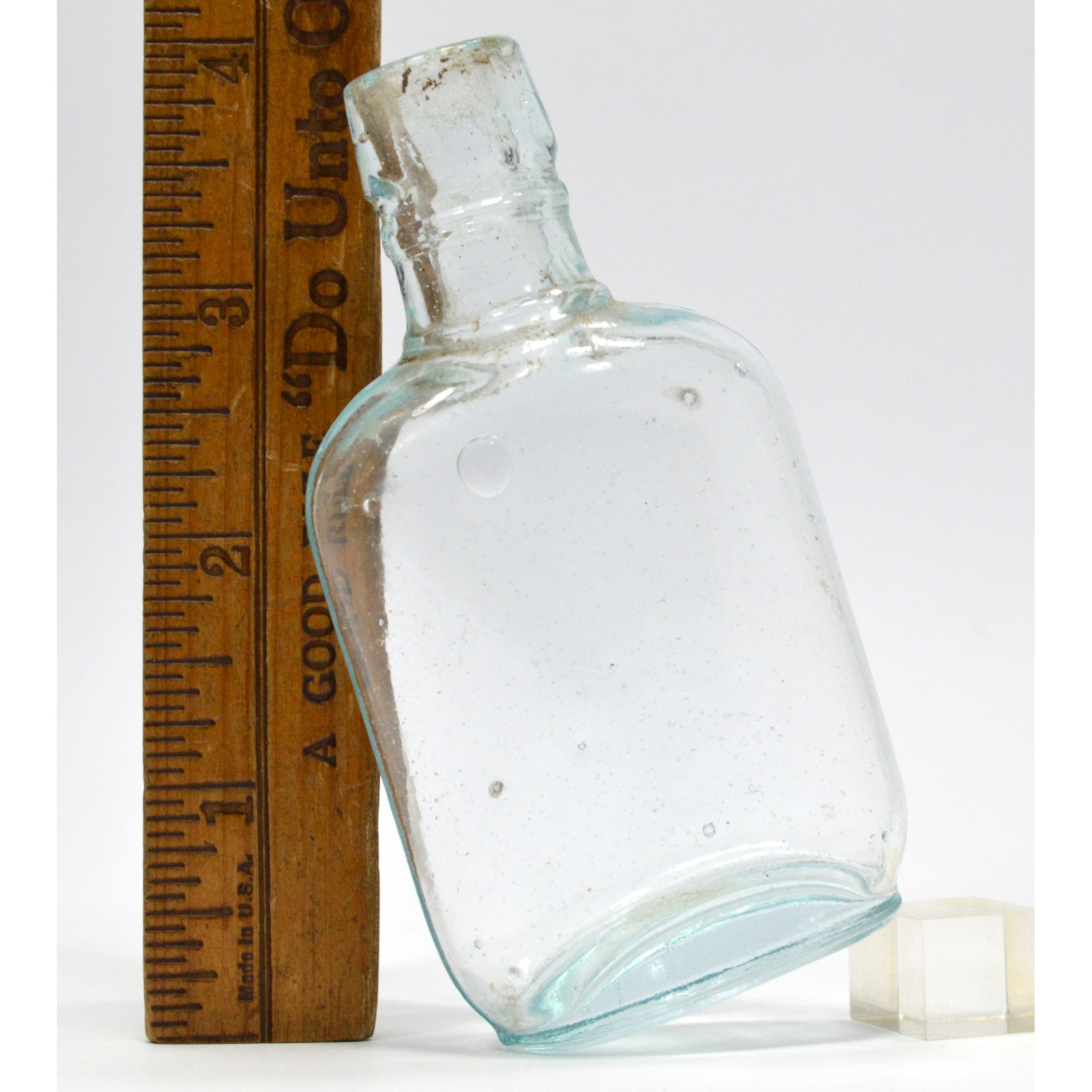 Antique Glass Mini Liquor Bottle - 3.75 Inch Pocket Whiskey Flask | Vintage Hip Nipper for Collectors, Gifts & Cocktail Accessories
