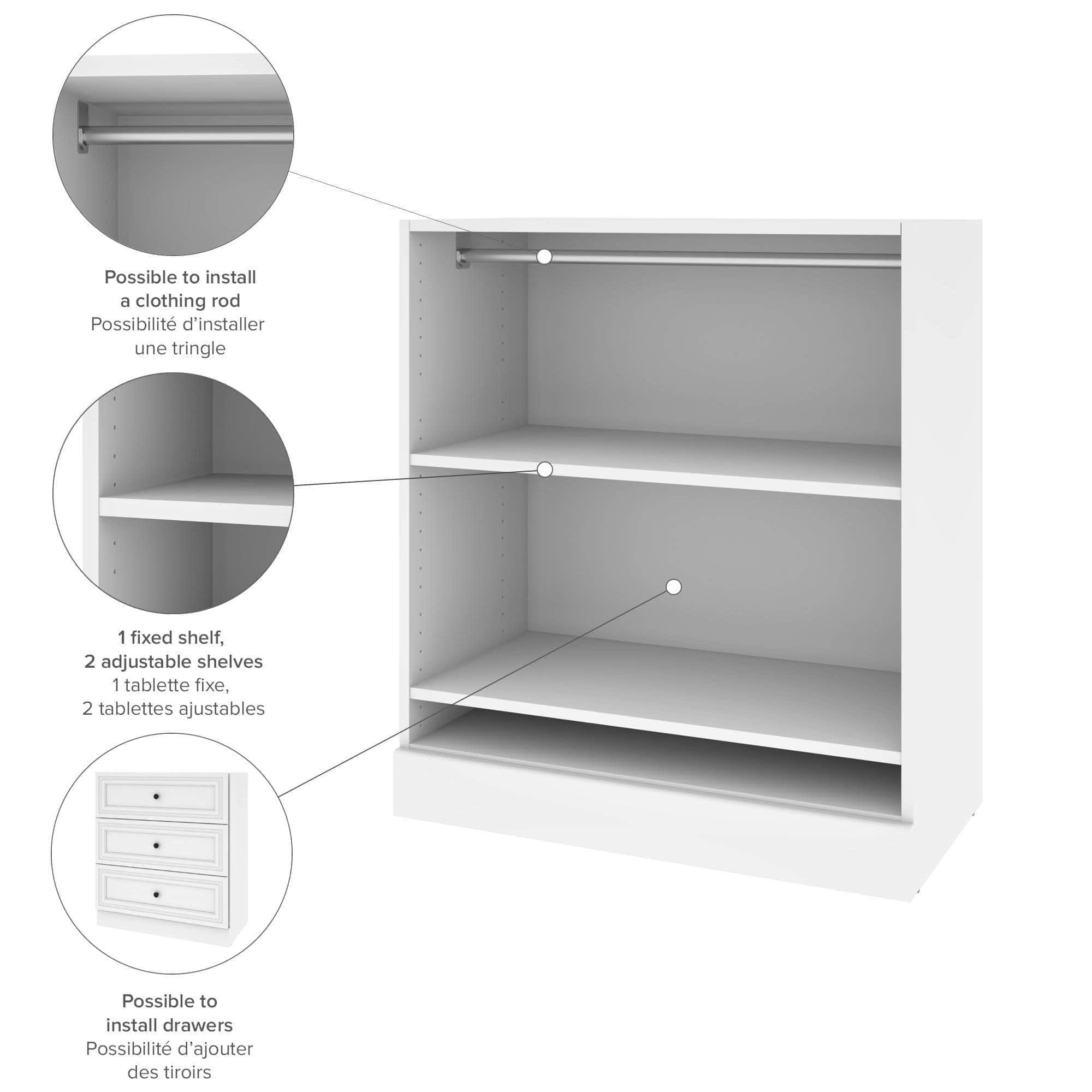 Space-Saving Low Storage Unit with Hanging Rod - 3 Color Options for Bedroom, Closet & Entryway Organization