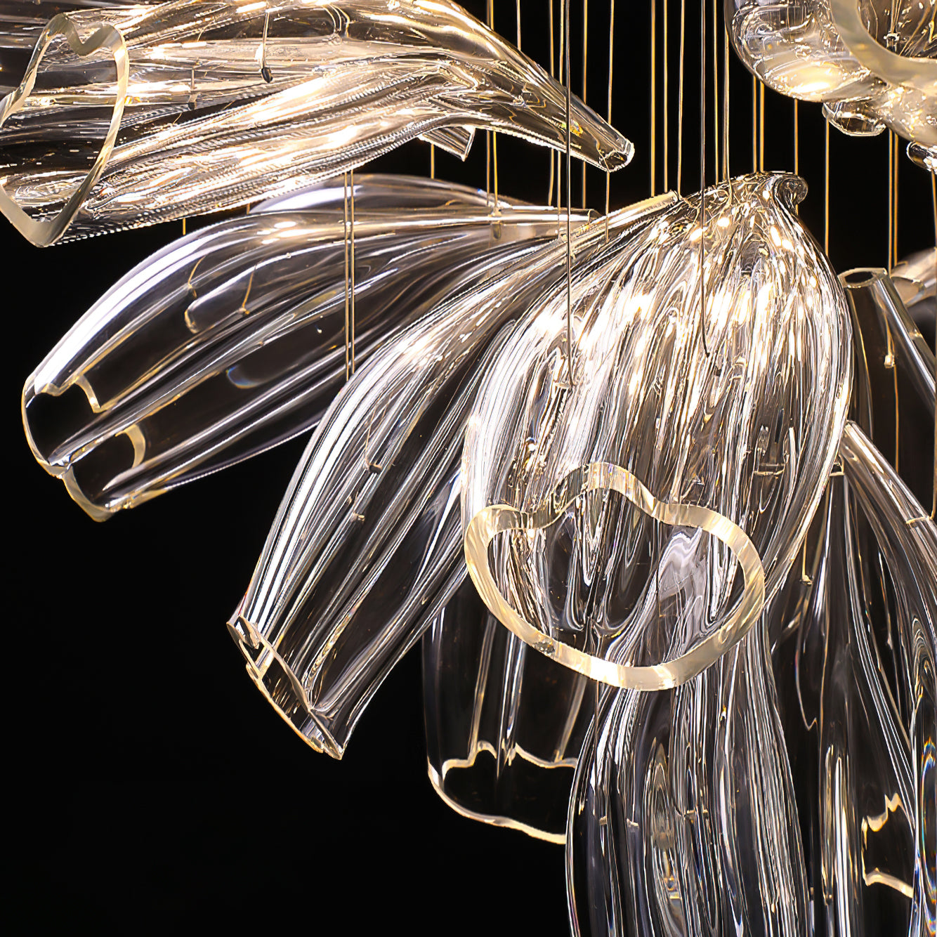 Elegant Glass Lotus Chandelier - Modern Ceiling Light Fixture for Living Room, Bedroom, Dining Room & Home Decor