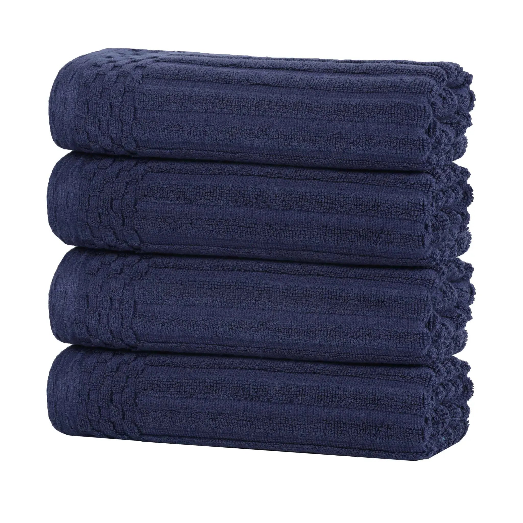 Premium Soho Ribbed Cotton Hand Towel Set - 4-Piece Ultra Absorbent Bath Towels for Kitchen, Bathroom & Gym - Soft & Quick-Drying