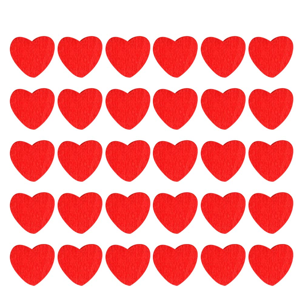 Amosfun 100PCS Red Heart Wooden Stickers - Self-Adhesive DIY Wood Slices for Crafts, Home Decor, Scrapbooking - Perfect for Valentine's Day, Weddings, Birthdays & Party Decorations