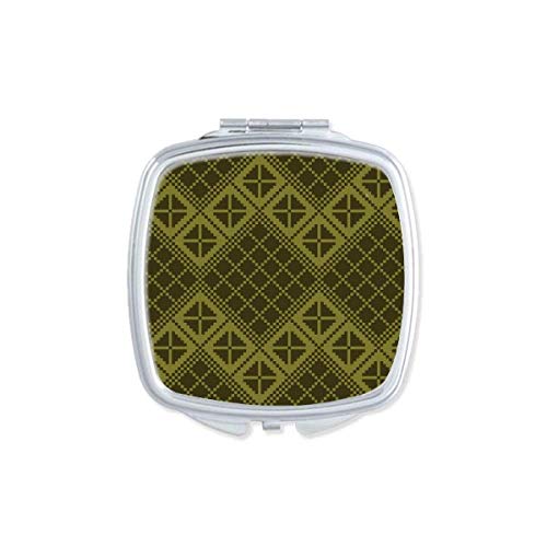 DIYthinker Green Rhombus Triangle Pattern Compact Mirror - Double Sided Portable Pocket Makeup Mirror for Travel, Purse & Everyday Touch-Ups
