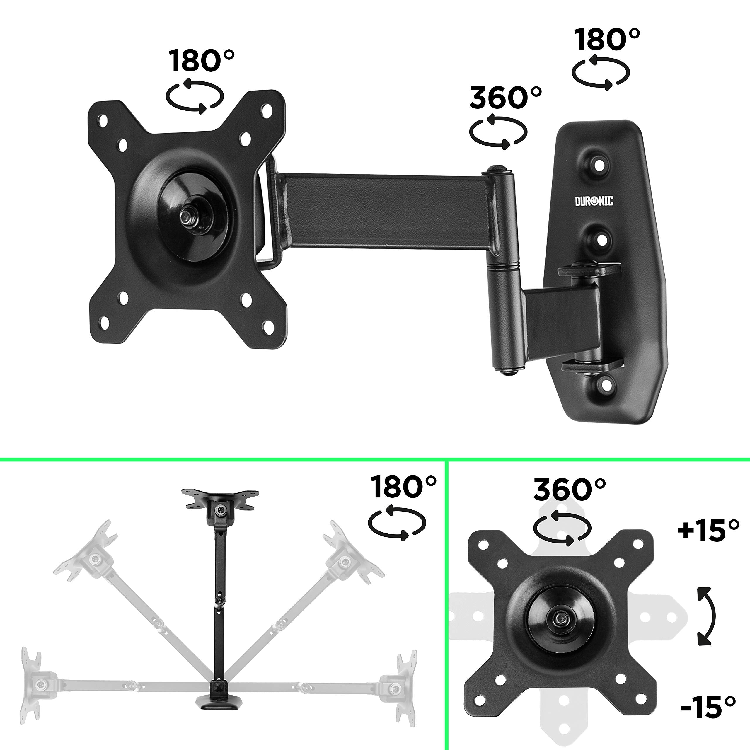 Duronic TV Bracket TVB1120 - Heavy Duty Cantilever Wall Mount for Flat Screen TVs 32-75 Inch, Tilting Full Motion Articulating Arm for LCD LED OLED QLED TVs - Perfect for Living Room, Bedroom or Home Theater Setup
