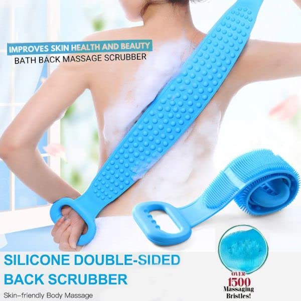 SNAG (2-Pack) Silicone Back Massager & Body Scrubber for Shower - Double-Sided Exfoliating Belt with Ergonomic Handles, Waterproof Bath Brush - Perfect for Back Pain Relief & Deep Skin Cleansing - Ideal for Spa, Home Bath & Relaxation Therapy