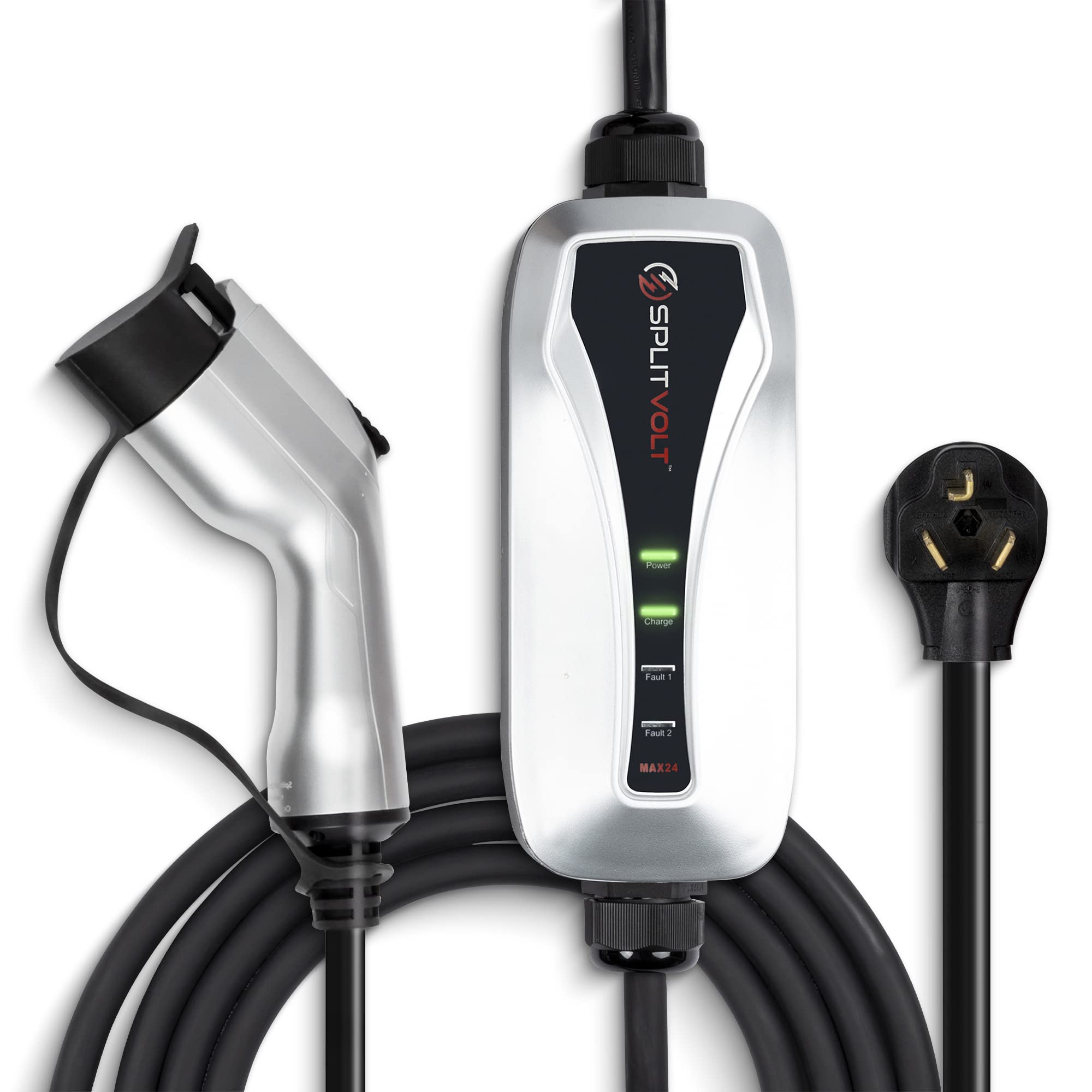 NEMA 10-30 24 Amp Level 2 Portable EV Charger | 220-240V J1772 Plug Electric Vehicle Charger | 26ft Cable Fast Charging Station | NEC-Safe for Home & Travel Use | Perfect for Tesla, Chevy, Nissan EVs